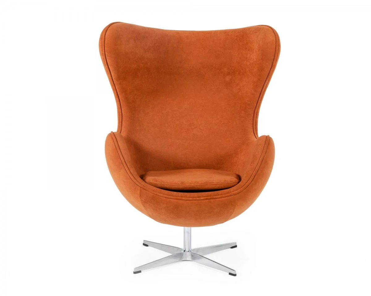 Stylish Mid Century Dark Orange Fabric Swivel Accent Chair By Homeroots - Image 3