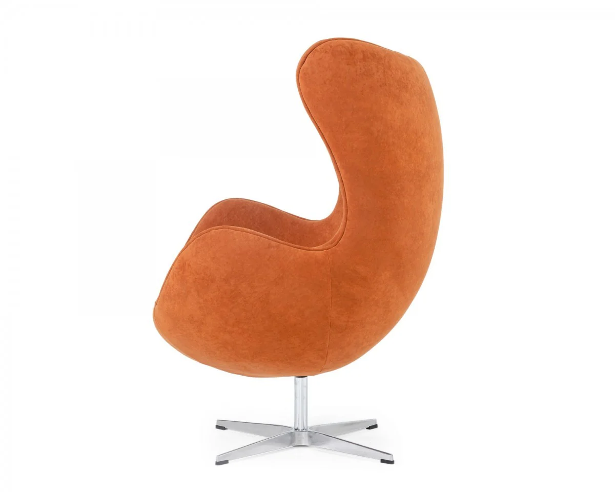 Stylish Mid Century Dark Orange Fabric Swivel Accent Chair By Homeroots - Image 4