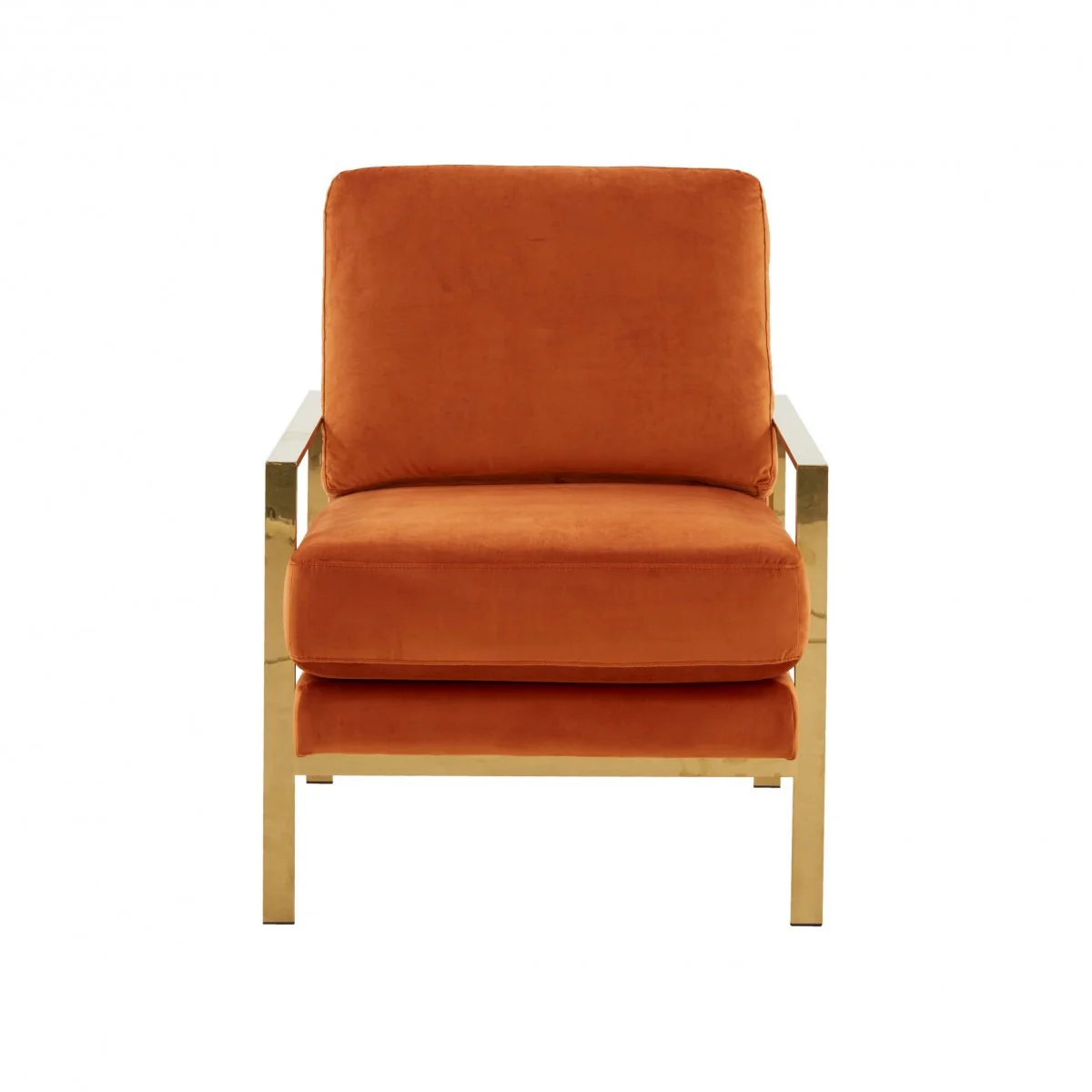 Stylish Orange And Gold Accent Chair By Homeroots - Image 3