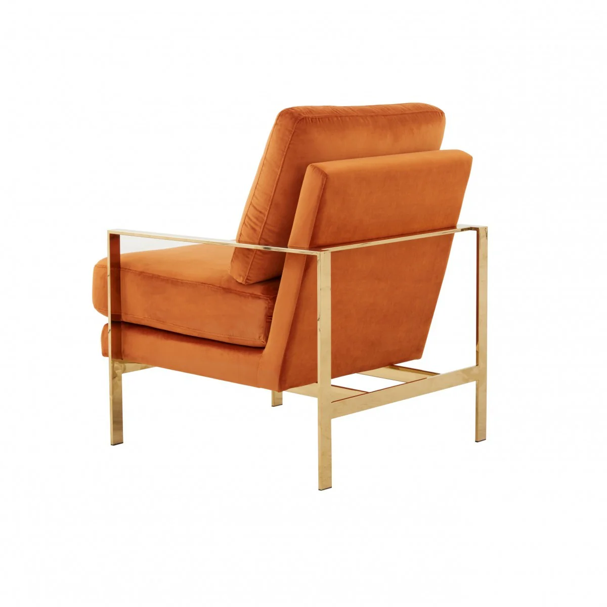 Stylish Orange And Gold Accent Chair By Homeroots - Image 4