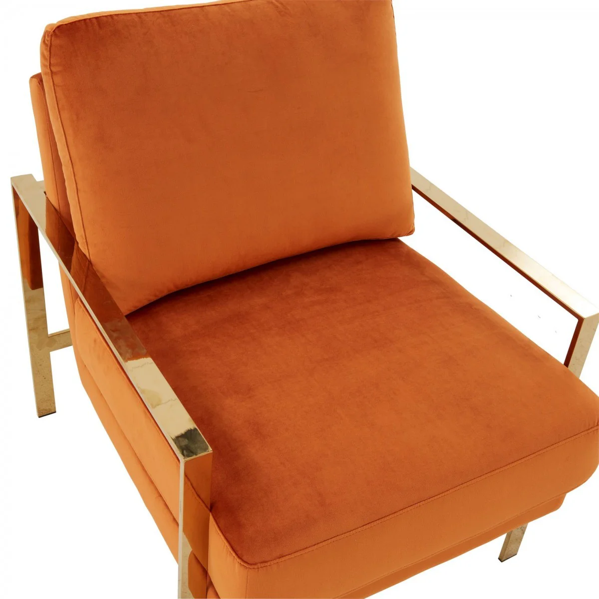 Stylish Orange And Gold Accent Chair By Homeroots - Image 5