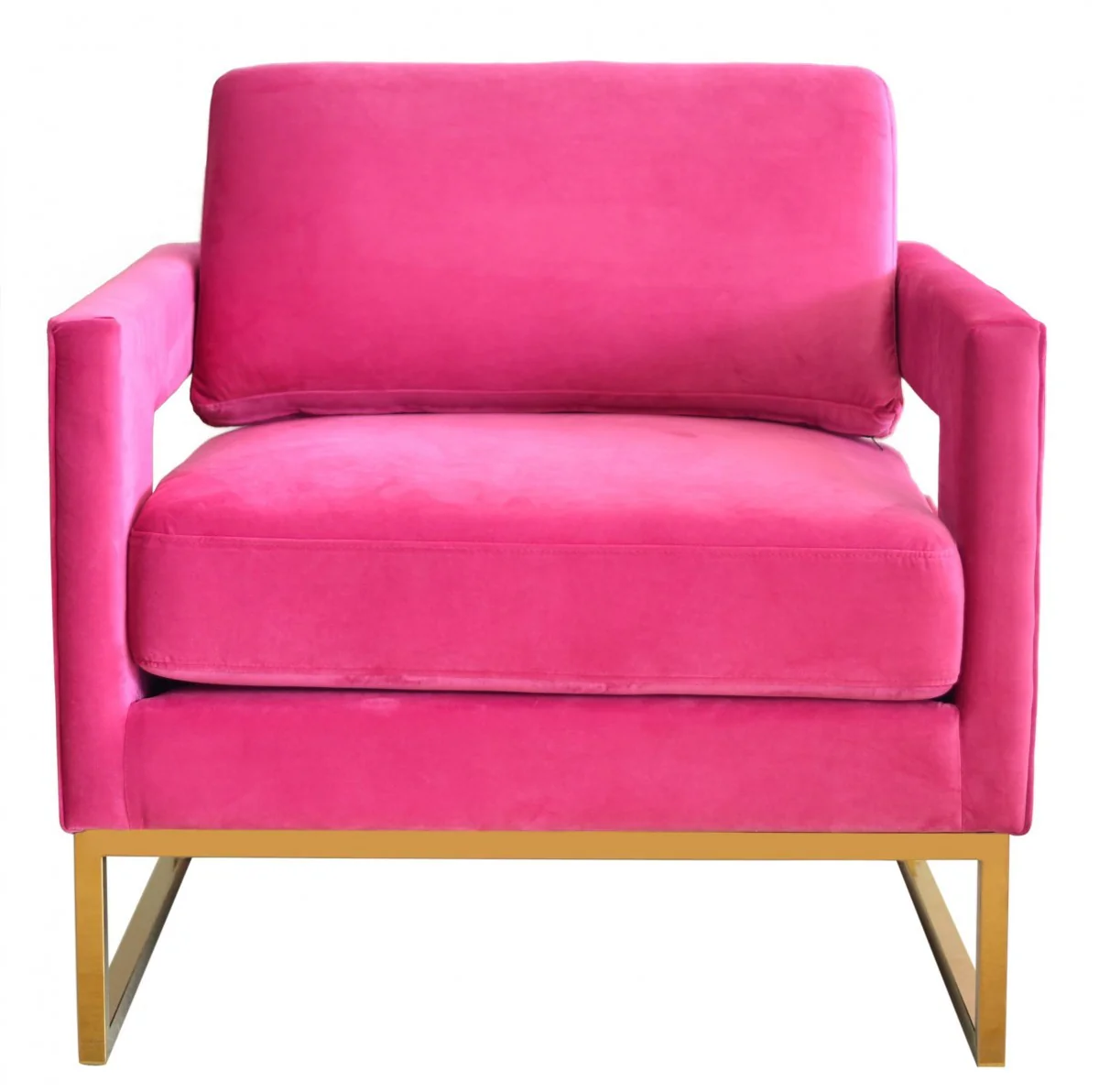 Stylish Pink Velvet And Gold Steel Chair By Homeroots - Image 2