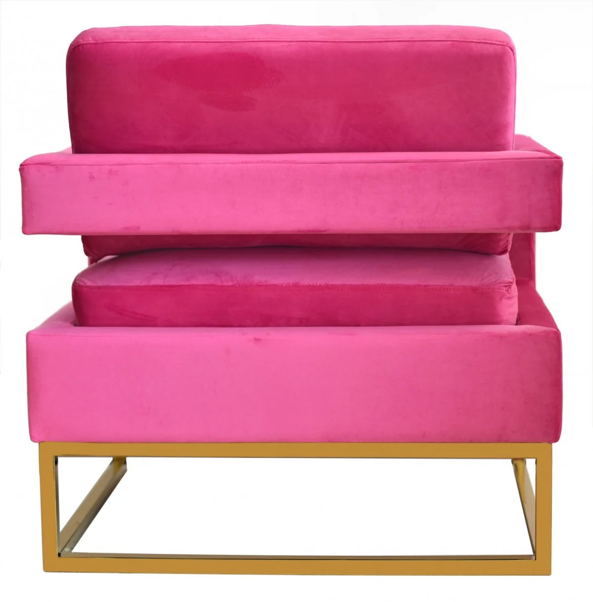 Stylish Pink Velvet And Gold Steel Chair By Homeroots - Image 3