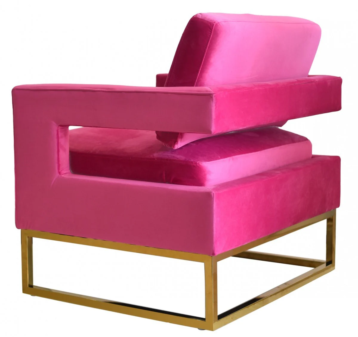 Stylish Pink Velvet And Gold Steel Chair By Homeroots - Image 4