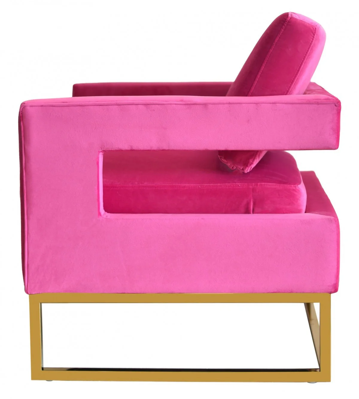 Stylish Pink Velvet And Gold Steel Chair By Homeroots - Image 5