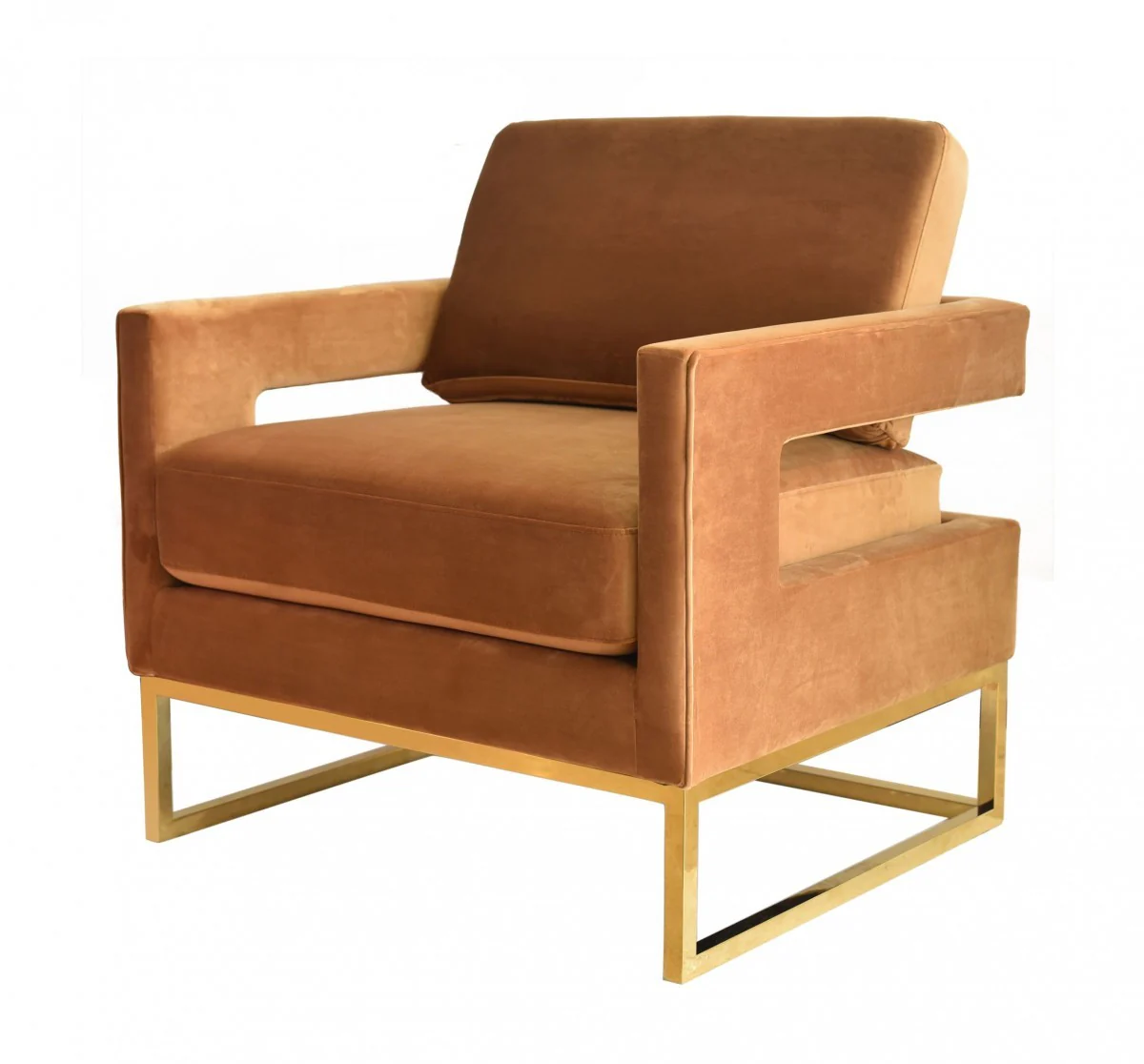 Stylish Pink Velvet And Gold Steel Chair By Homeroots - Image 6