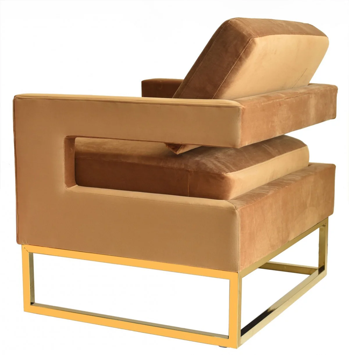 Stylish Pink Velvet And Gold Steel Chair By Homeroots - Image 9