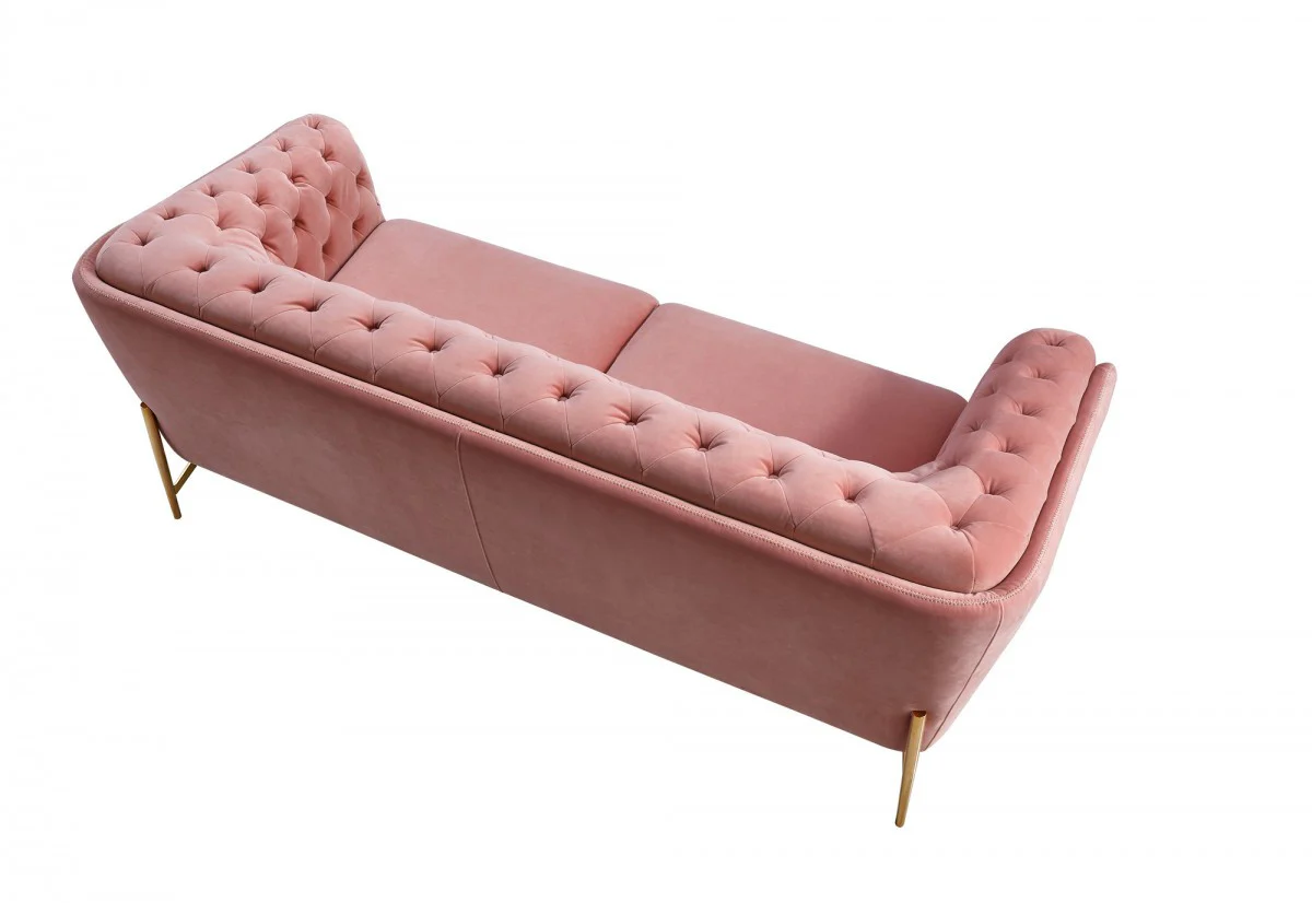 Stylish Pink Velvet Loveseat With Diamond Tufts By Homeroots - Image 4