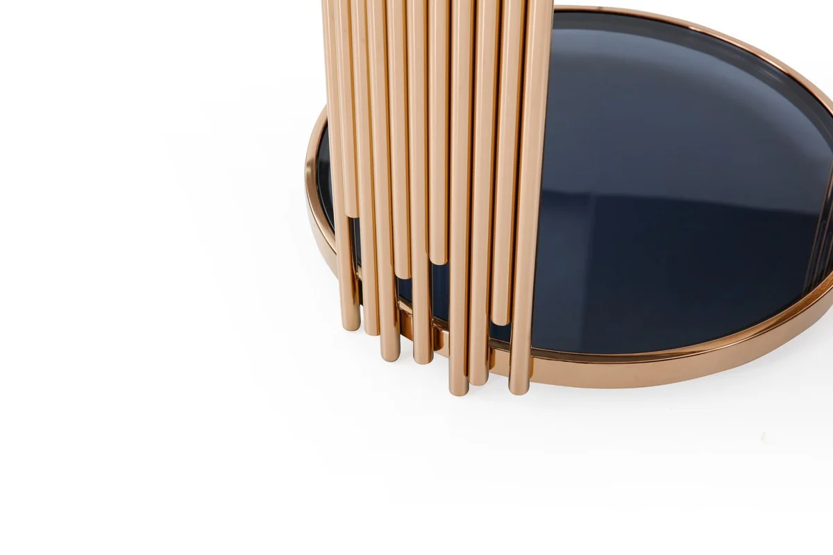 Stylish Round Rose Gold And Smoked Glass End Table By Homeroots - Image 5