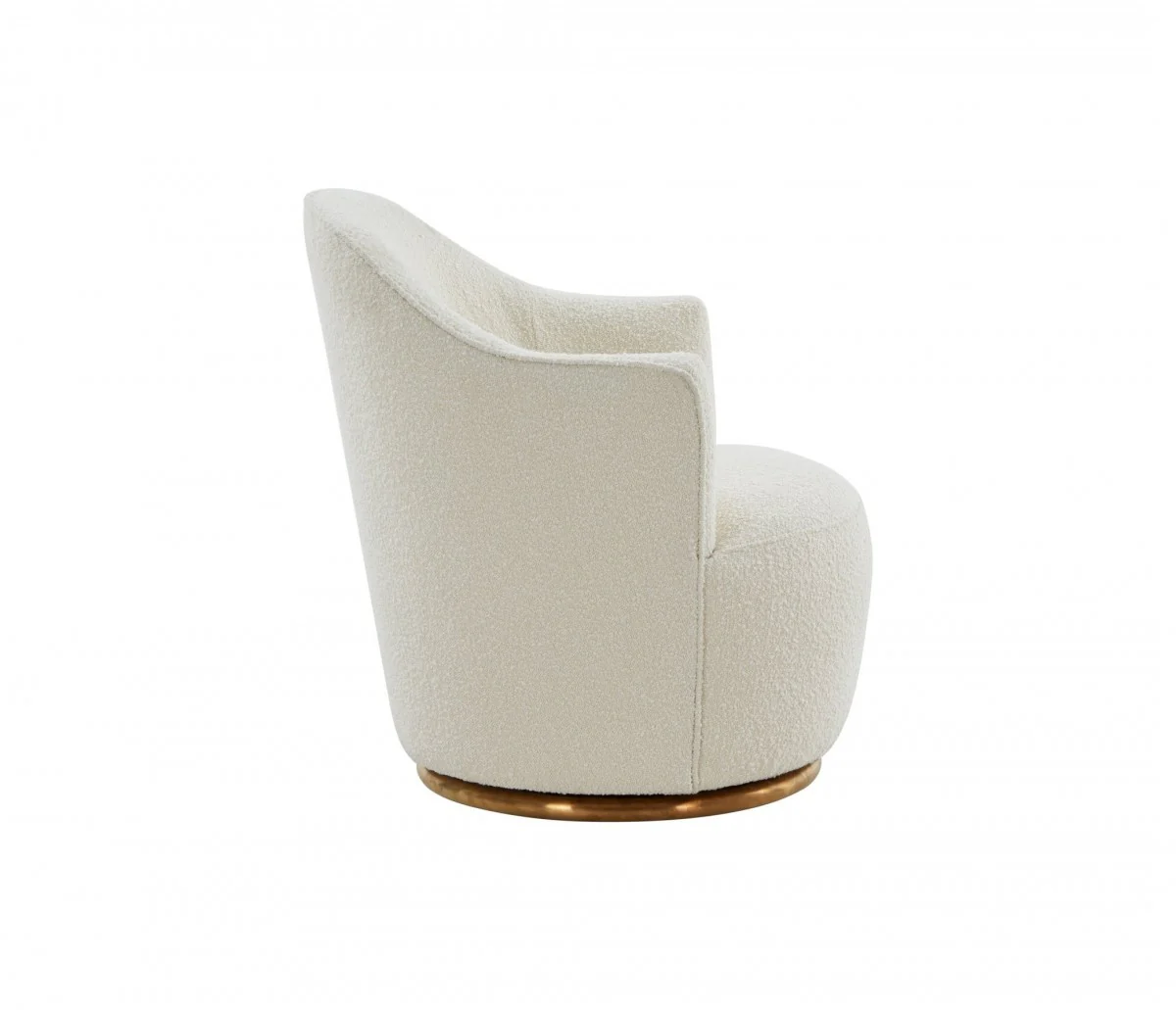 Stylish Sherpa And Gold Metal Swivel Chair By Homeroots - Image 4