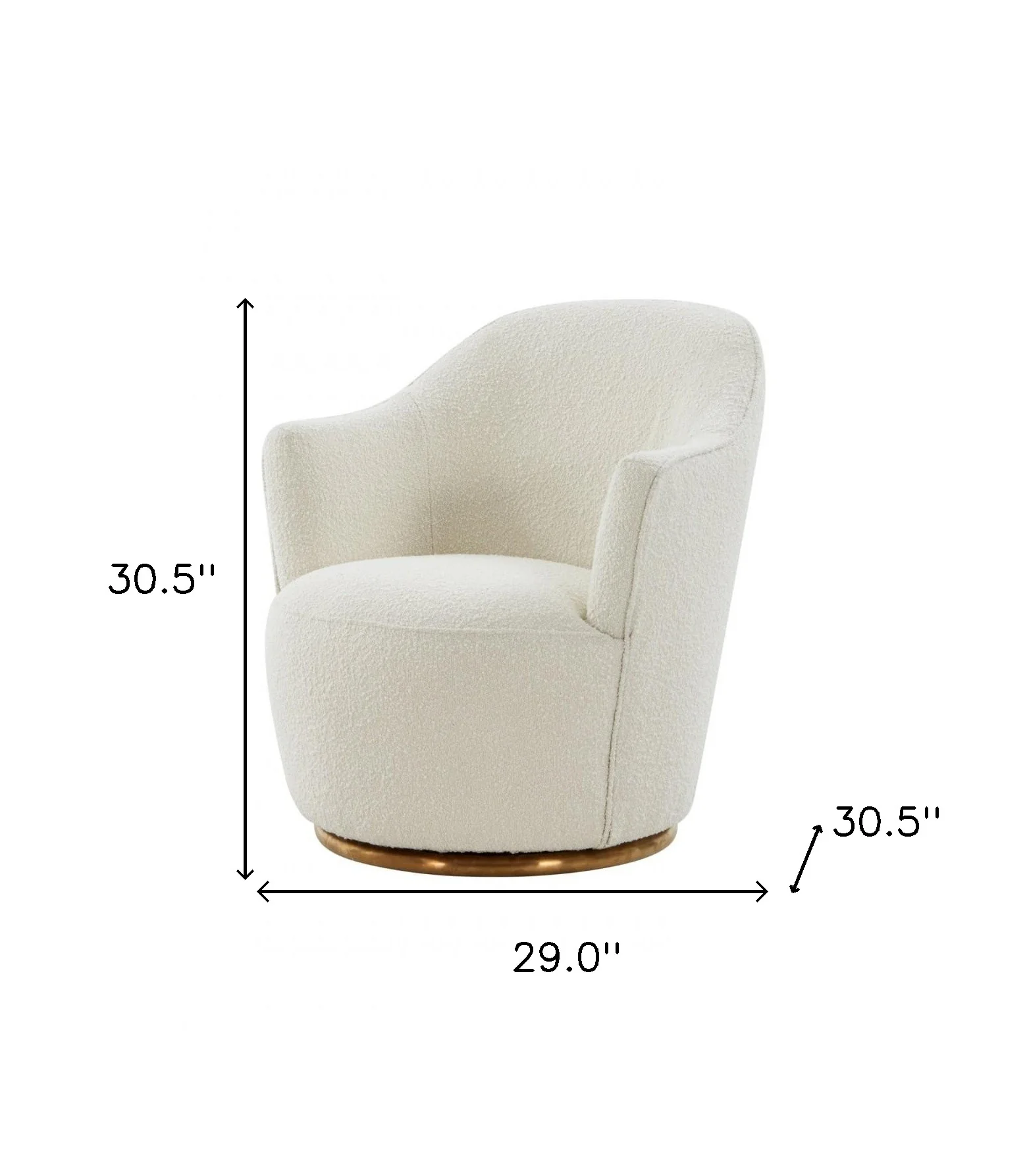 Stylish Sherpa And Gold Metal Swivel Chair By Homeroots - Image 5