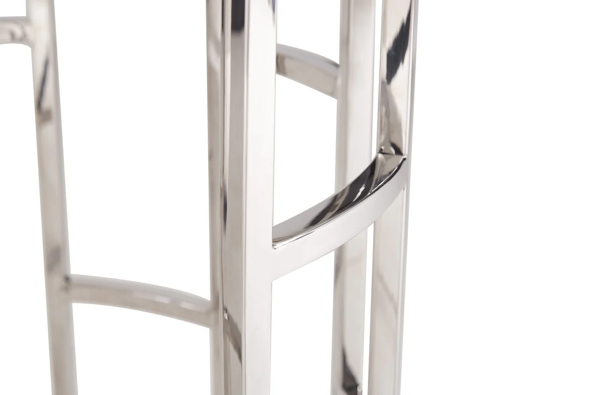 Stylish Silver And White Marble Round Geometric End or Side Table By Homeroots - Image 4