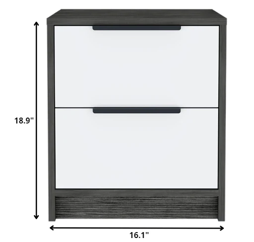 Stylish Smokey Oak and White Two Drawer Nightstand By Homeroots - Image 4
