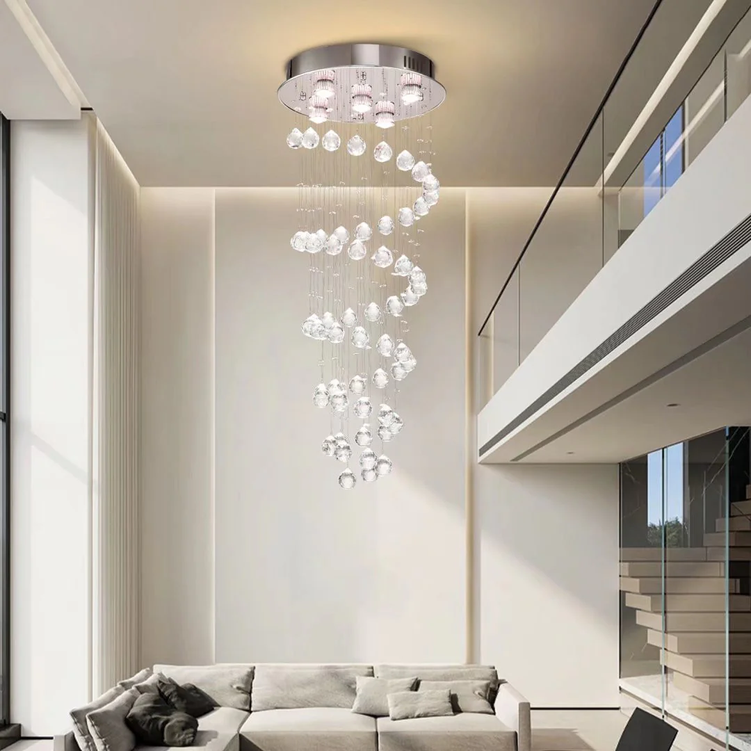 Stylish Spiral Faux Crystal Chandelier Light By Homeroots - Image 2