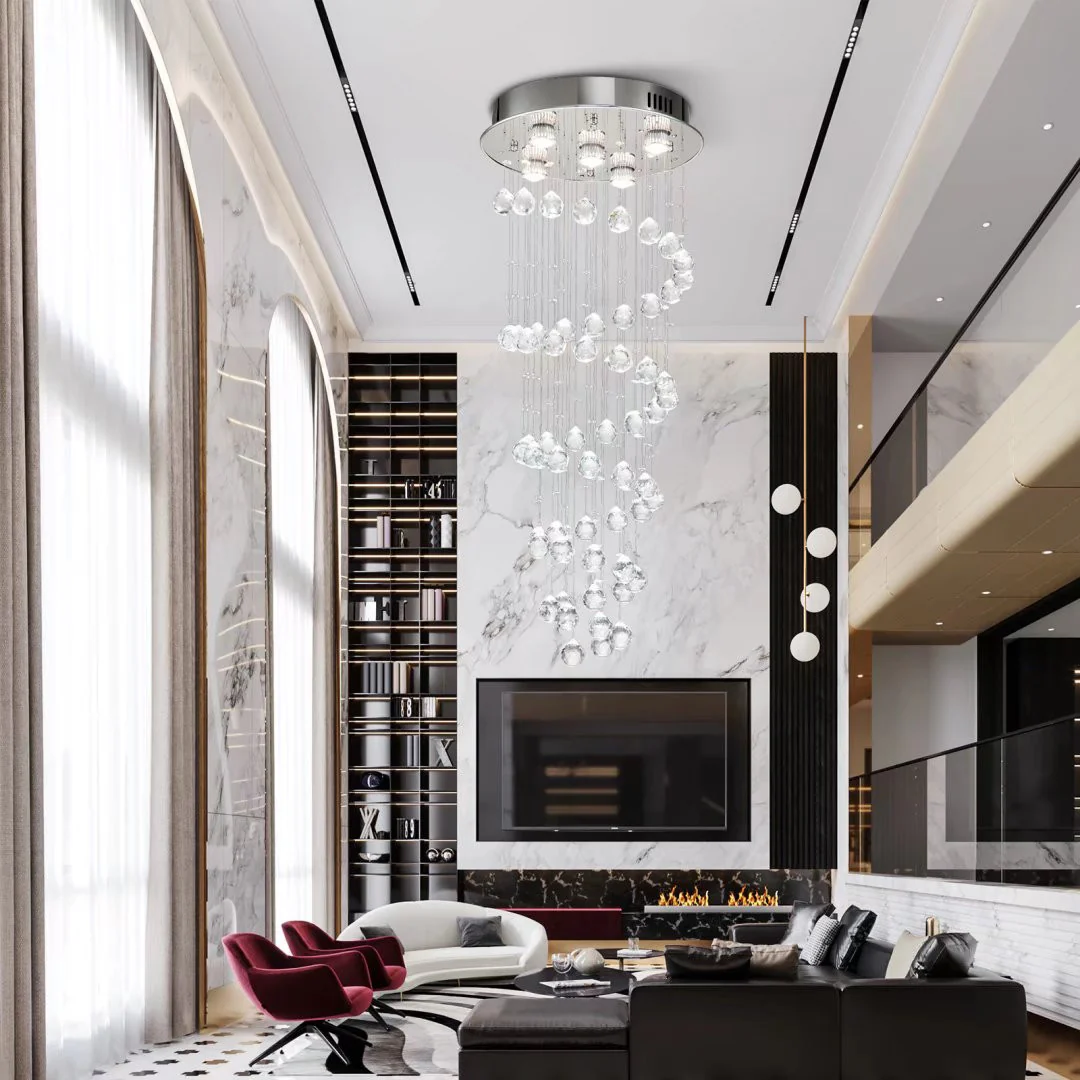 Stylish Spiral Faux Crystal Chandelier Light By Homeroots - Image 3