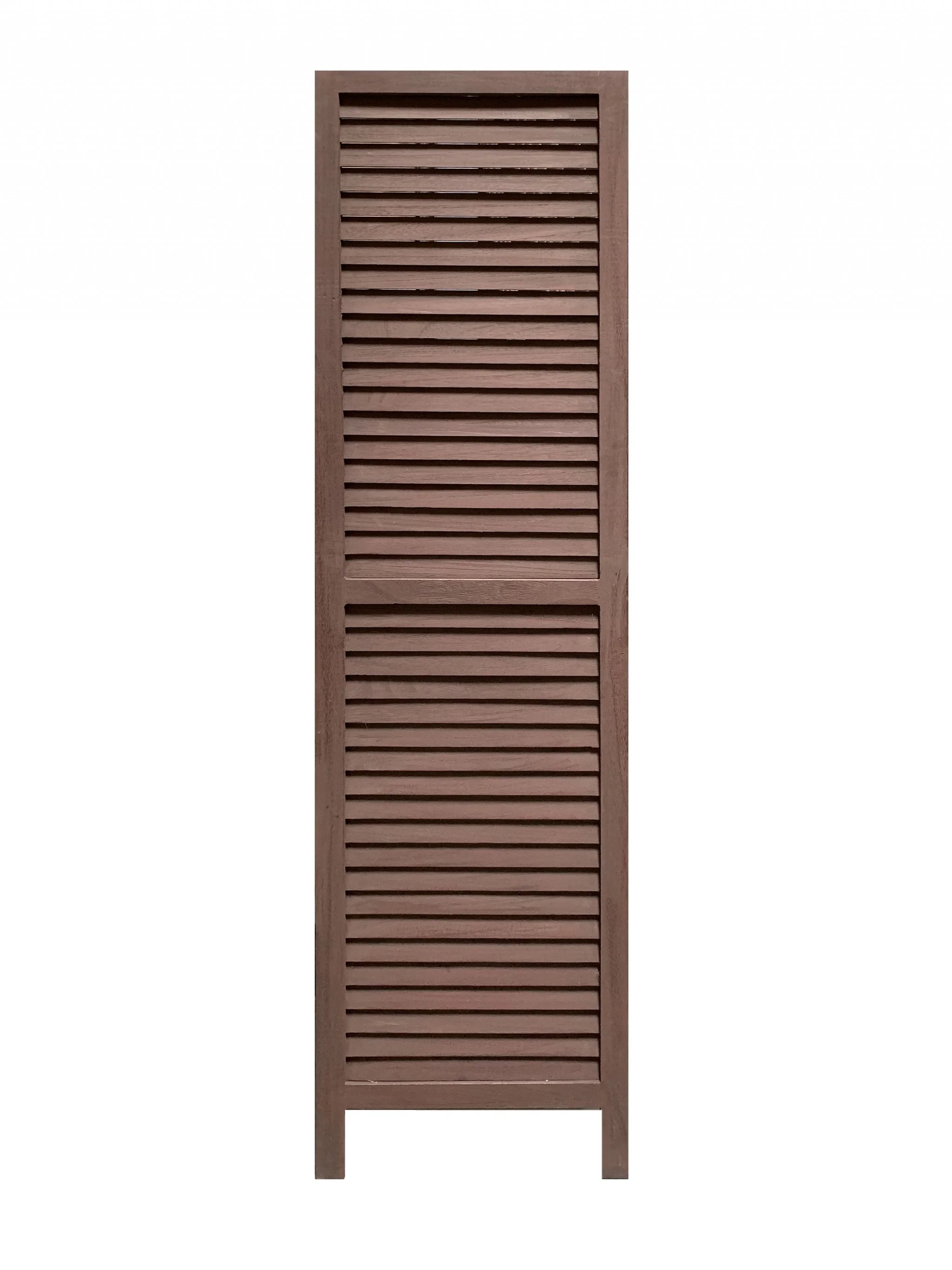 Stylish Three Panel Washed Brown Shutter Divider Screen By Homeroots - Image 4