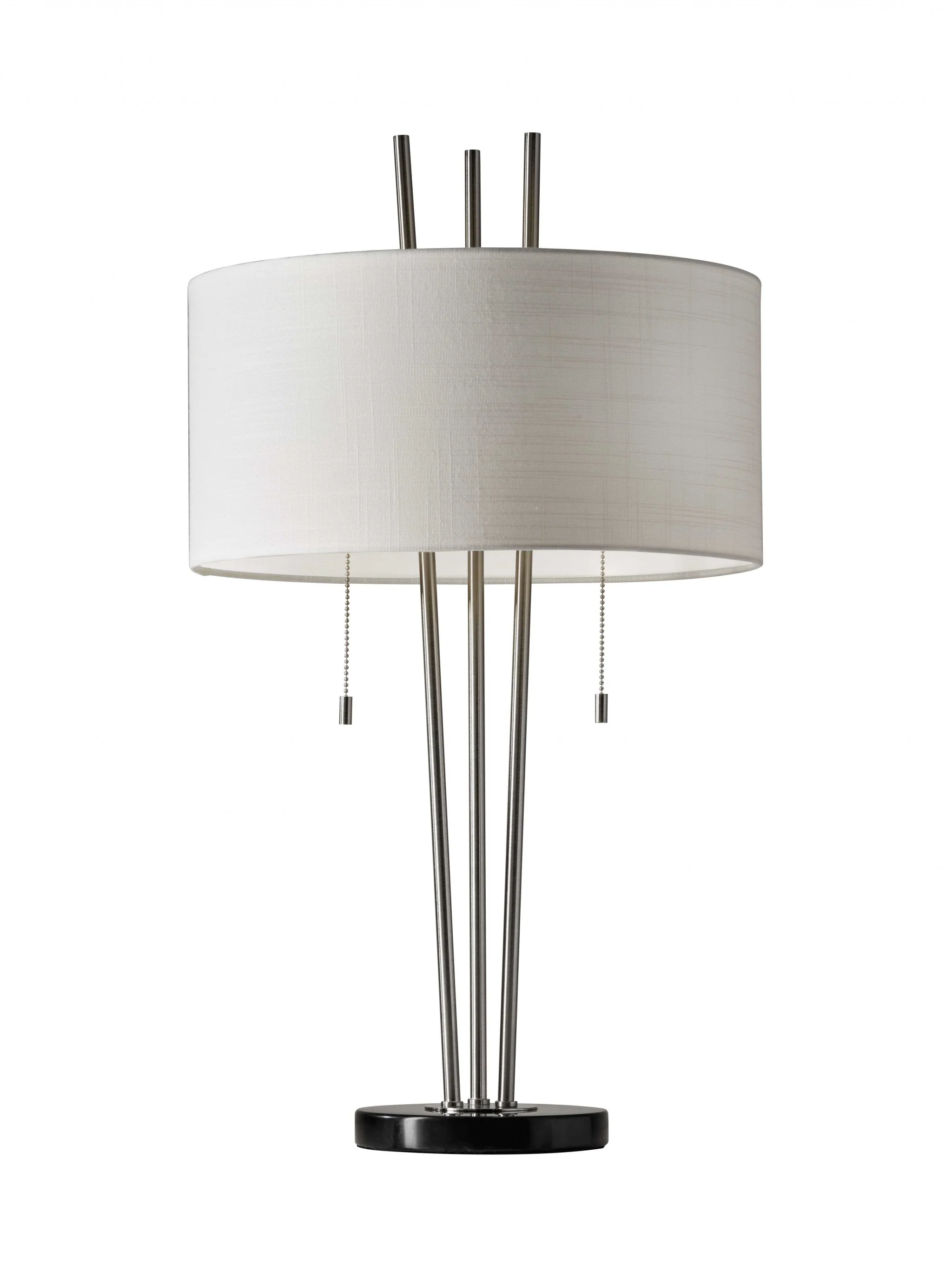 Stylish Triple Pole Brushed Steel Metal Table Lamp By Homeroots - Image 2