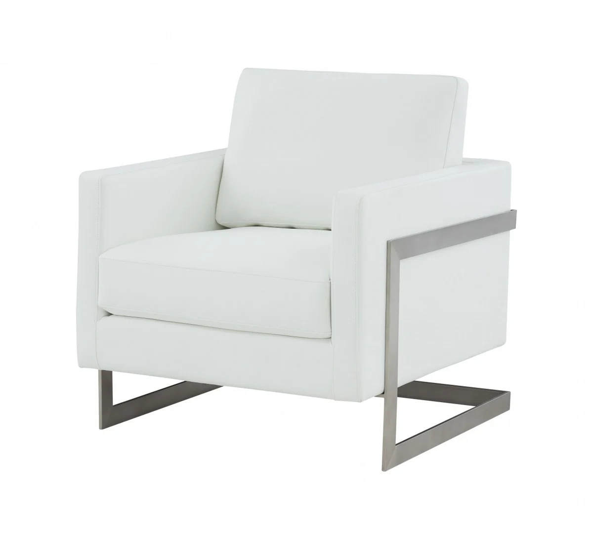 Stylish White and Black Faux Leather Accent Chair By Homeroots - Image 2