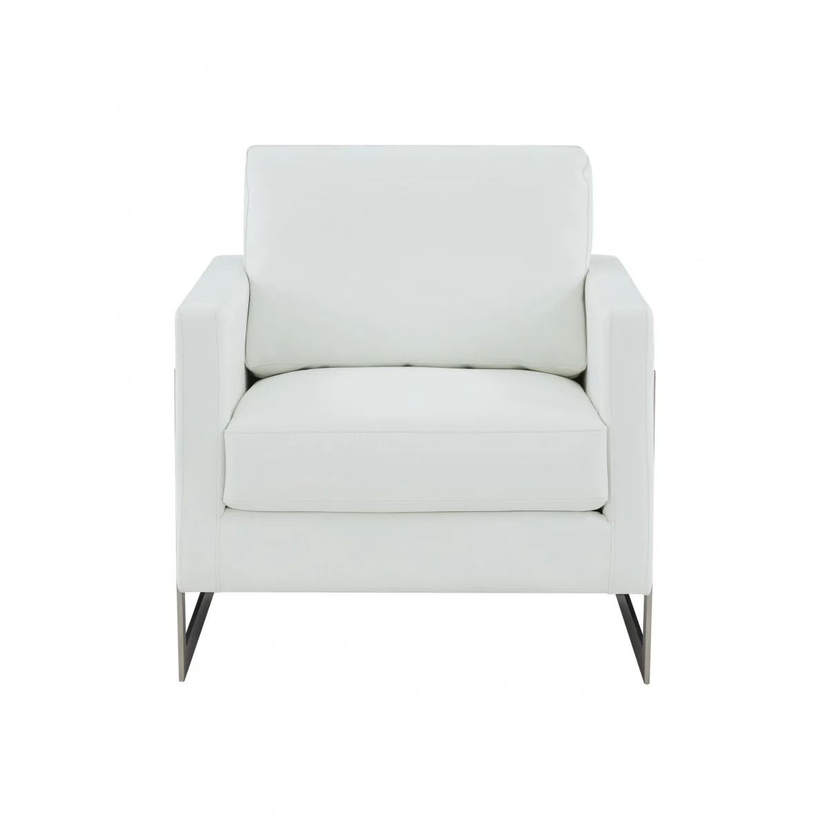 Stylish White and Black Faux Leather Accent Chair By Homeroots - Image 3