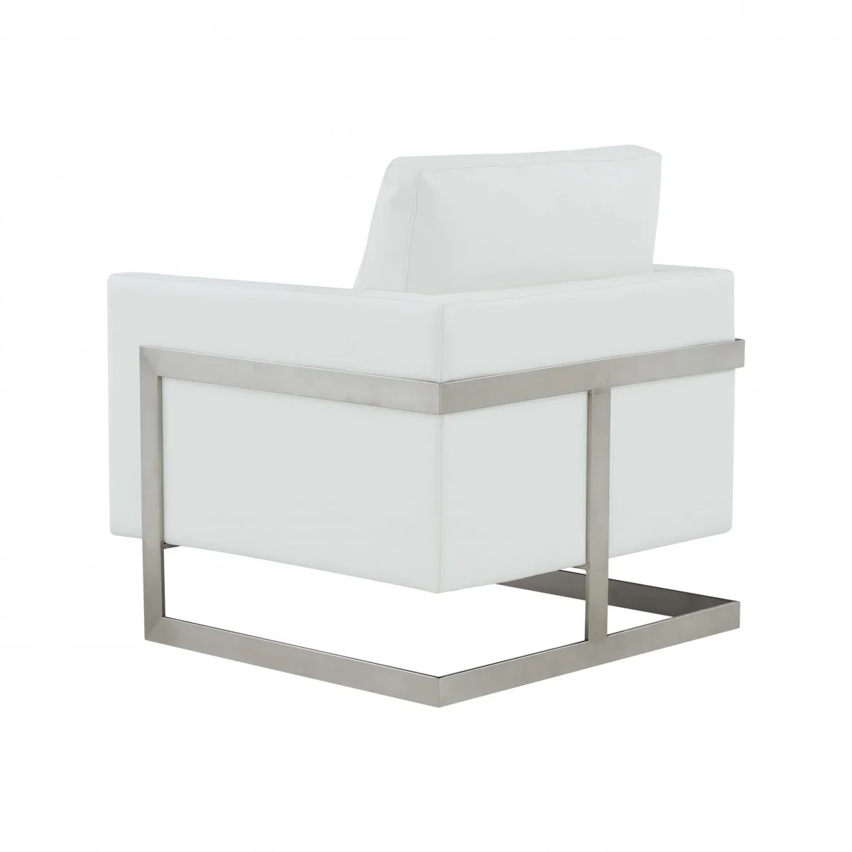 Stylish White and Black Faux Leather Accent Chair By Homeroots - Image 4