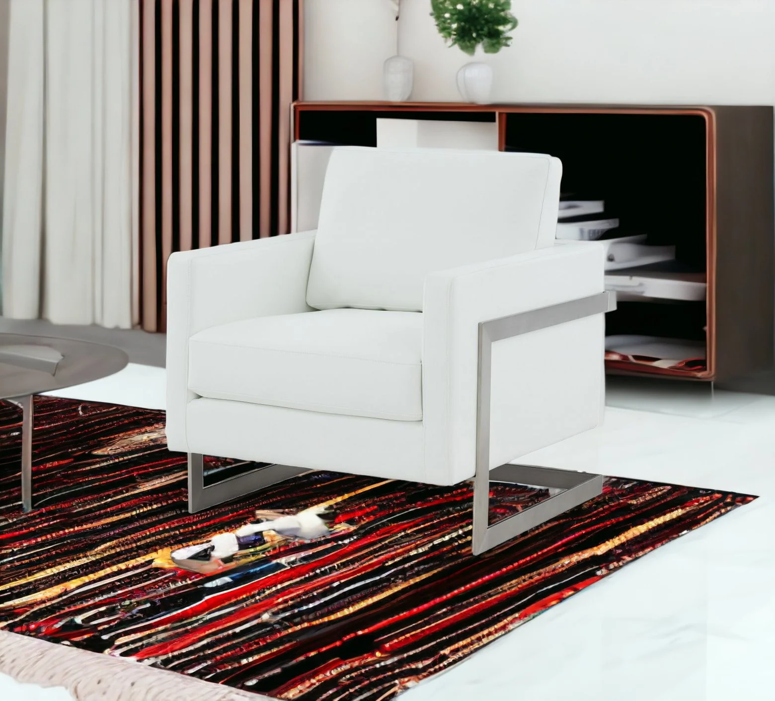 Stylish White and Black Faux Leather Accent Chair By Homeroots - Image 5