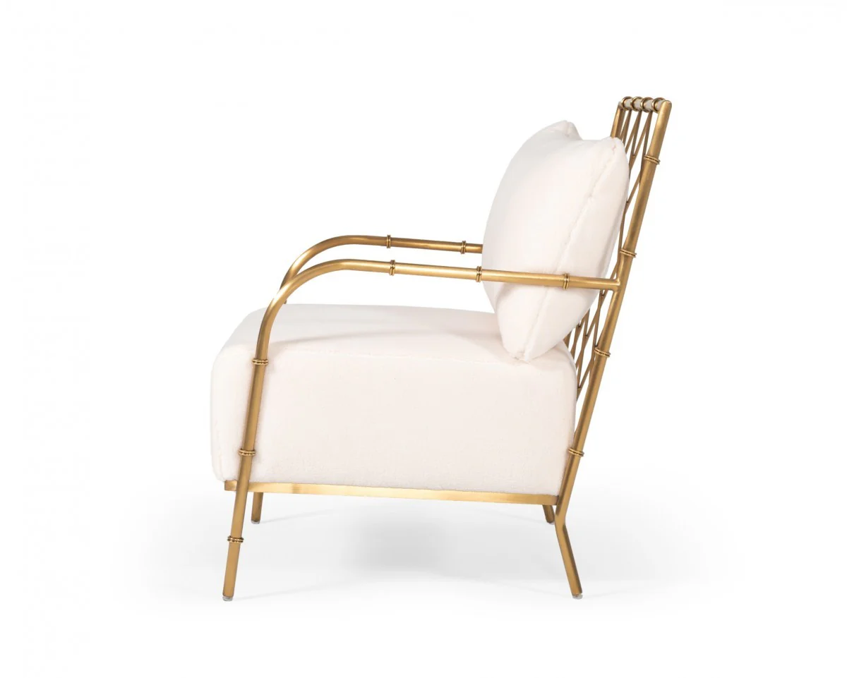 Stylish White and Gold Velvet A Frame Accent Chair By Homeroots - Image 2