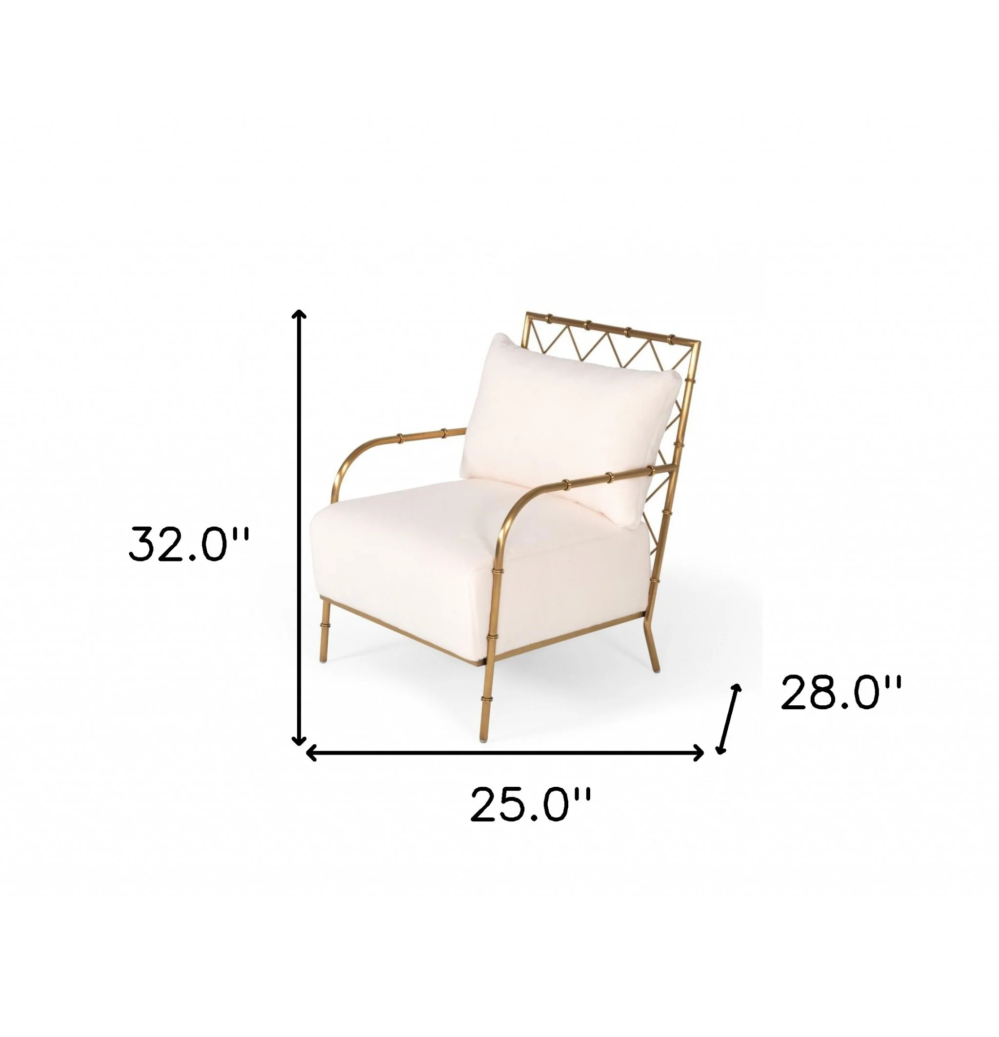 Stylish White and Gold Velvet A Frame Accent Chair By Homeroots - Image 6
