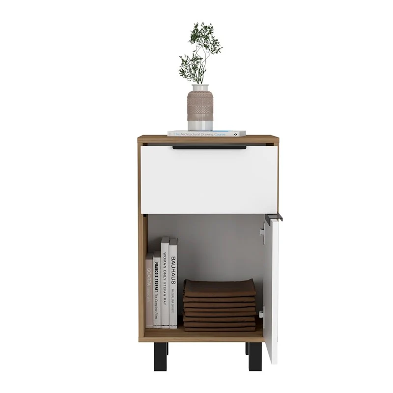 Stylish White and Pine Bedroom Nightstand By Homeroots - Image 3