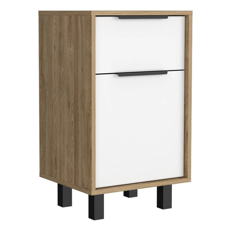 Stylish White and Pine Bedroom Nightstand By Homeroots - Image 4