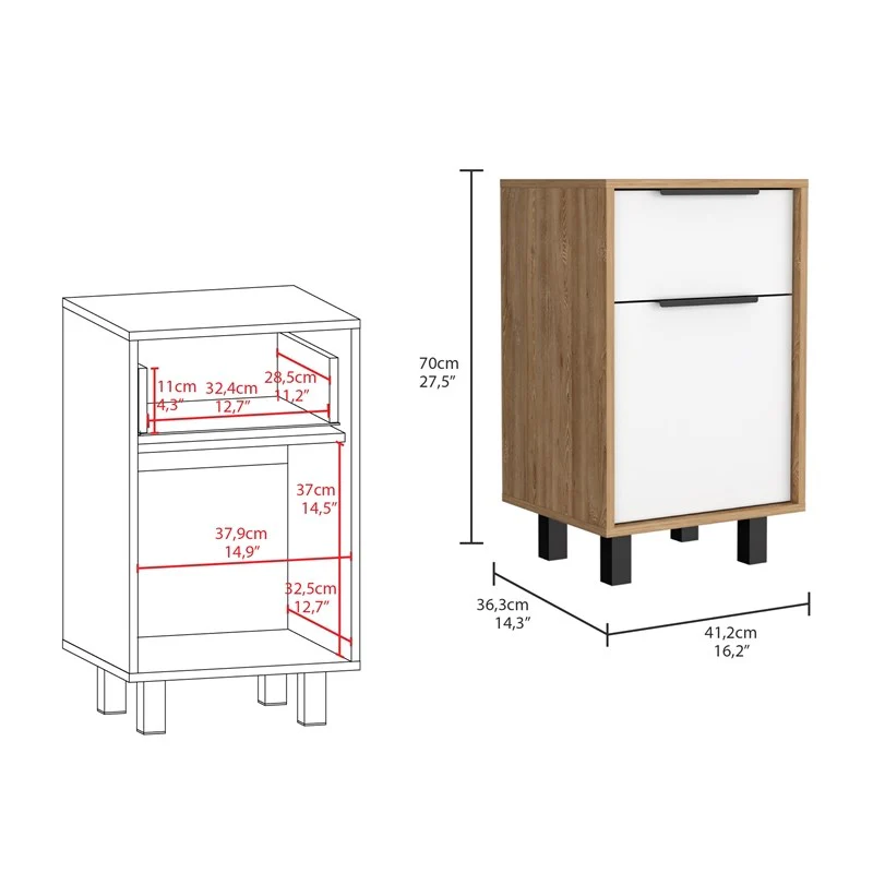 Stylish White and Pine Bedroom Nightstand By Homeroots - Image 6