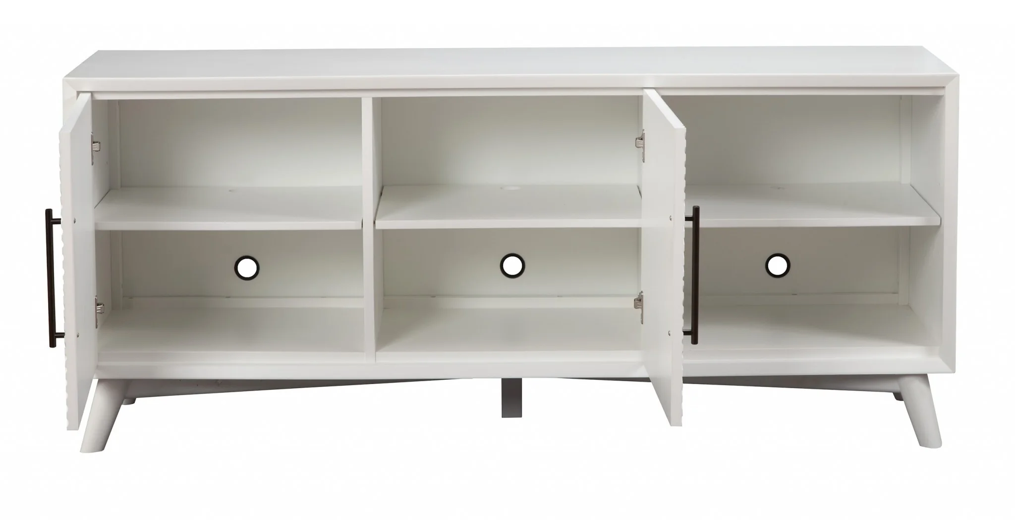 Stylish White Textured Mid Century Mod TV Console By Homeroots - Image 5