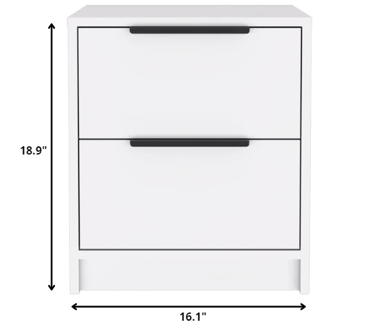 Stylish White Two Drawer Nightstand By Homeroots - Image 3