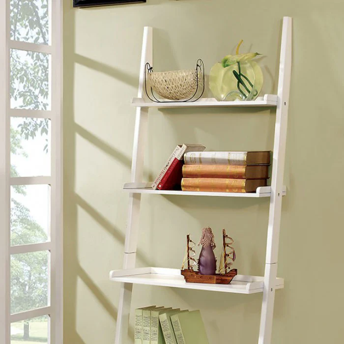 Stylized Contemporary 5 Tier Ladder Shelf, White By Benzara - Image 2