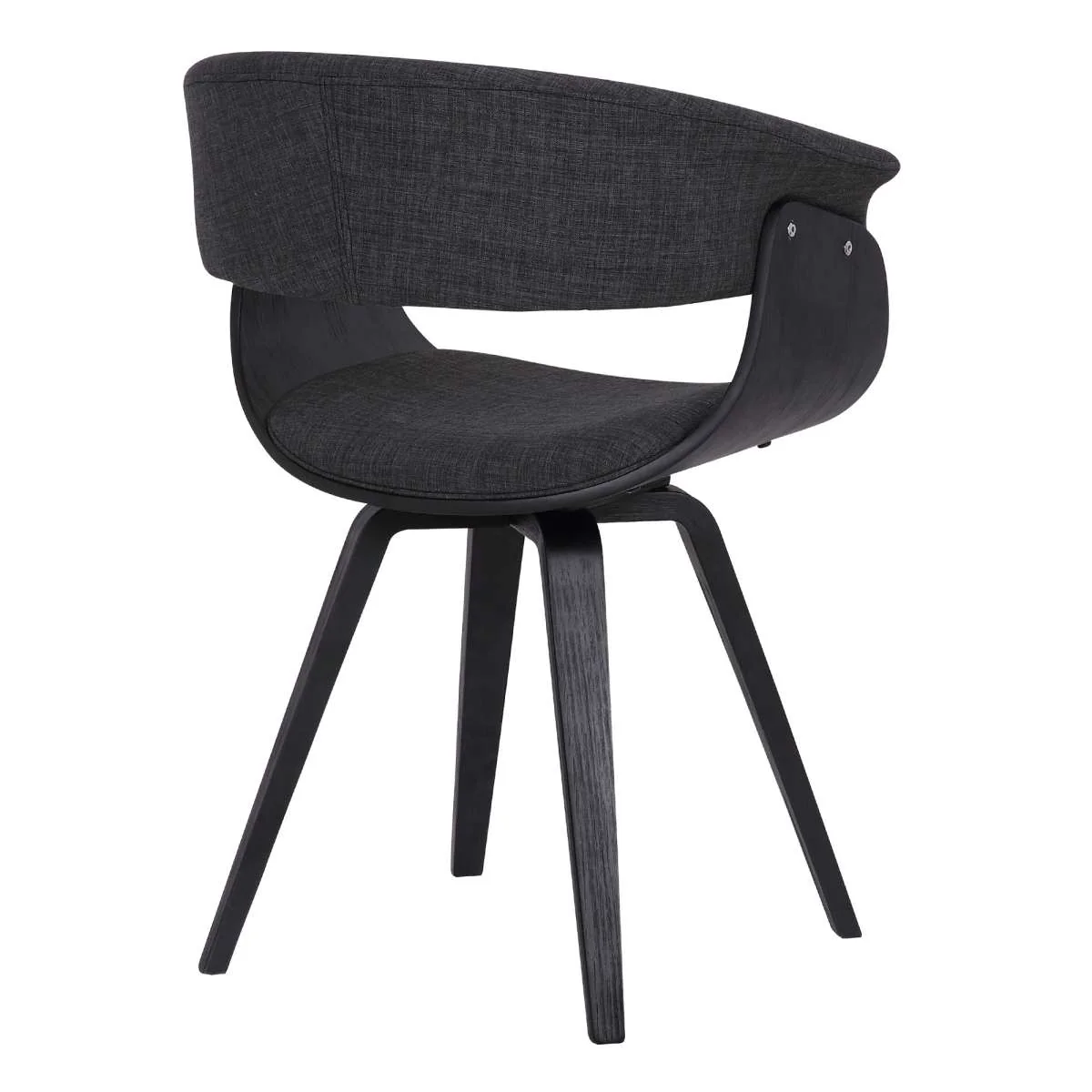 Summer Contemporary Dining Chair in Black Brush Wood Finish and Charcoal Fabric By Armen Living - Image 3