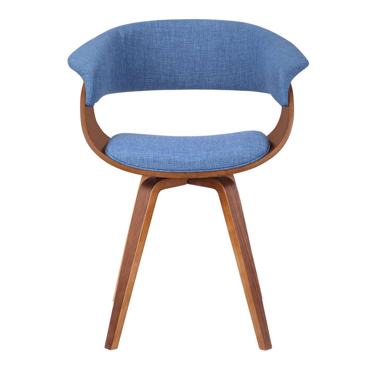 Summer Mid-Century Chair in Blue Fabric with Walnut Wood Finish By Armen Living - Image 2