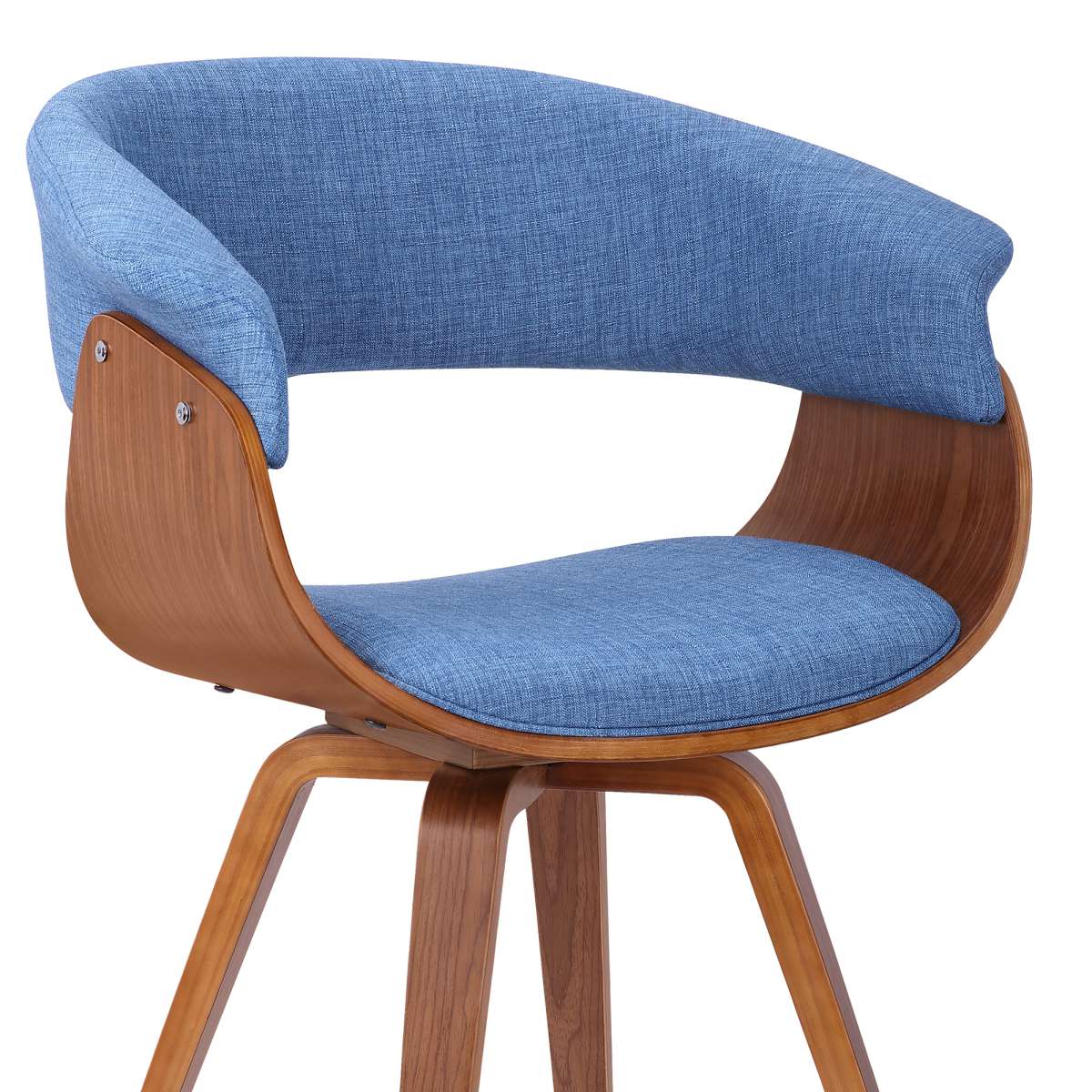 Summer Mid-Century Chair in Blue Fabric with Walnut Wood Finish By Armen Living - Image 3