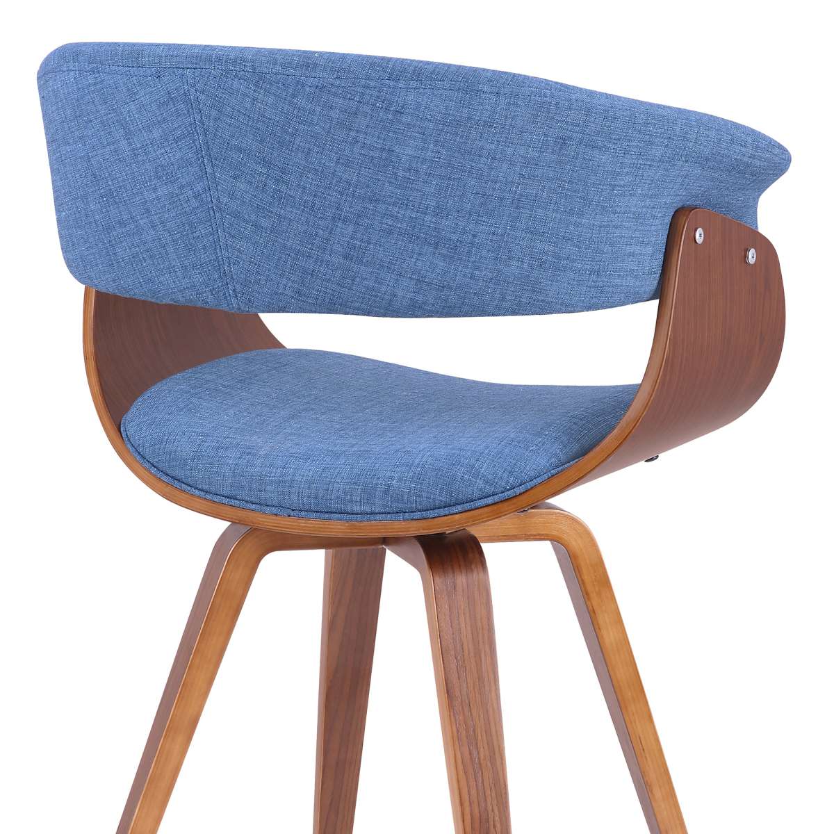 Summer Mid-Century Chair in Blue Fabric with Walnut Wood Finish By Armen Living - Image 4