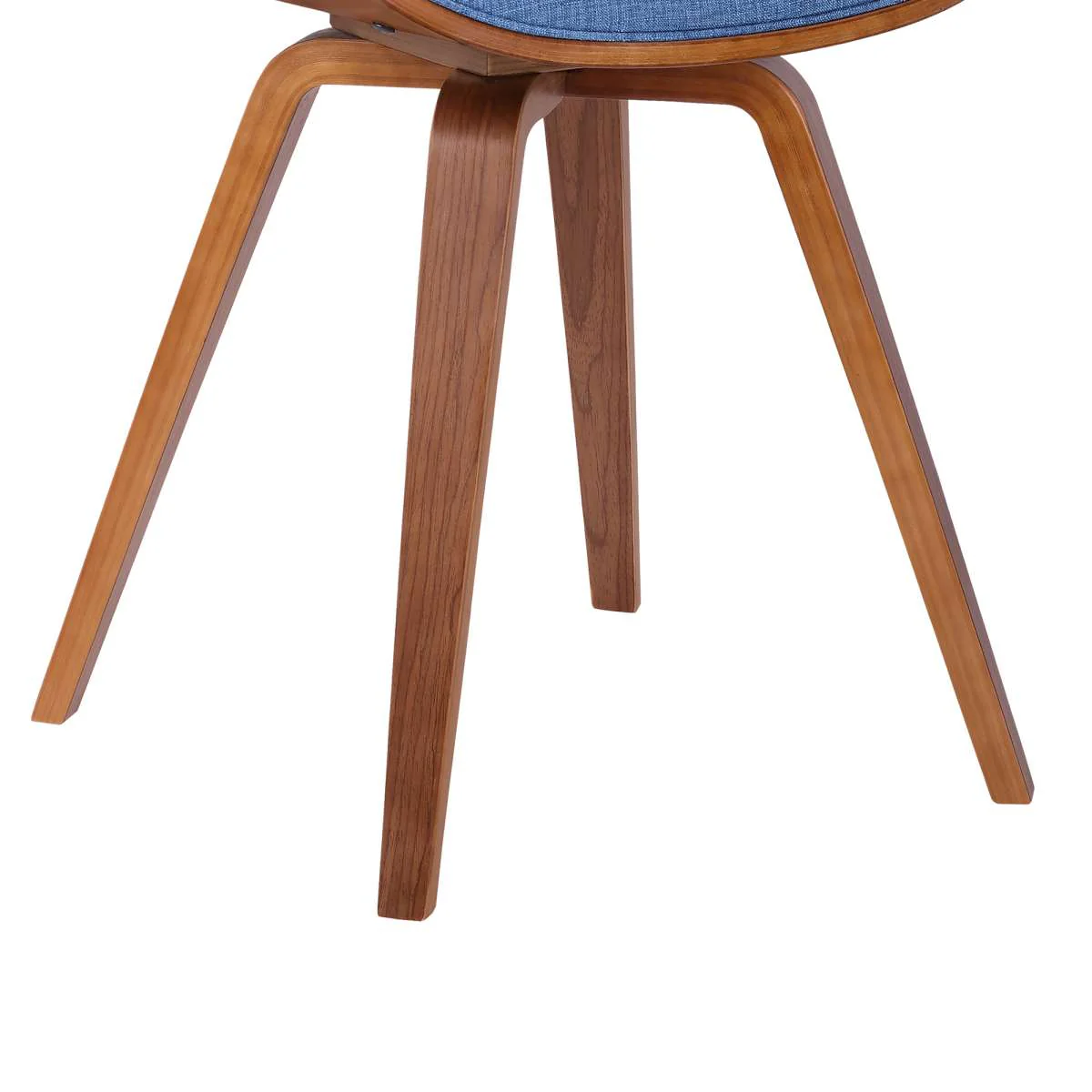 Summer Mid-Century Chair in Blue Fabric with Walnut Wood Finish By Armen Living - Image 5