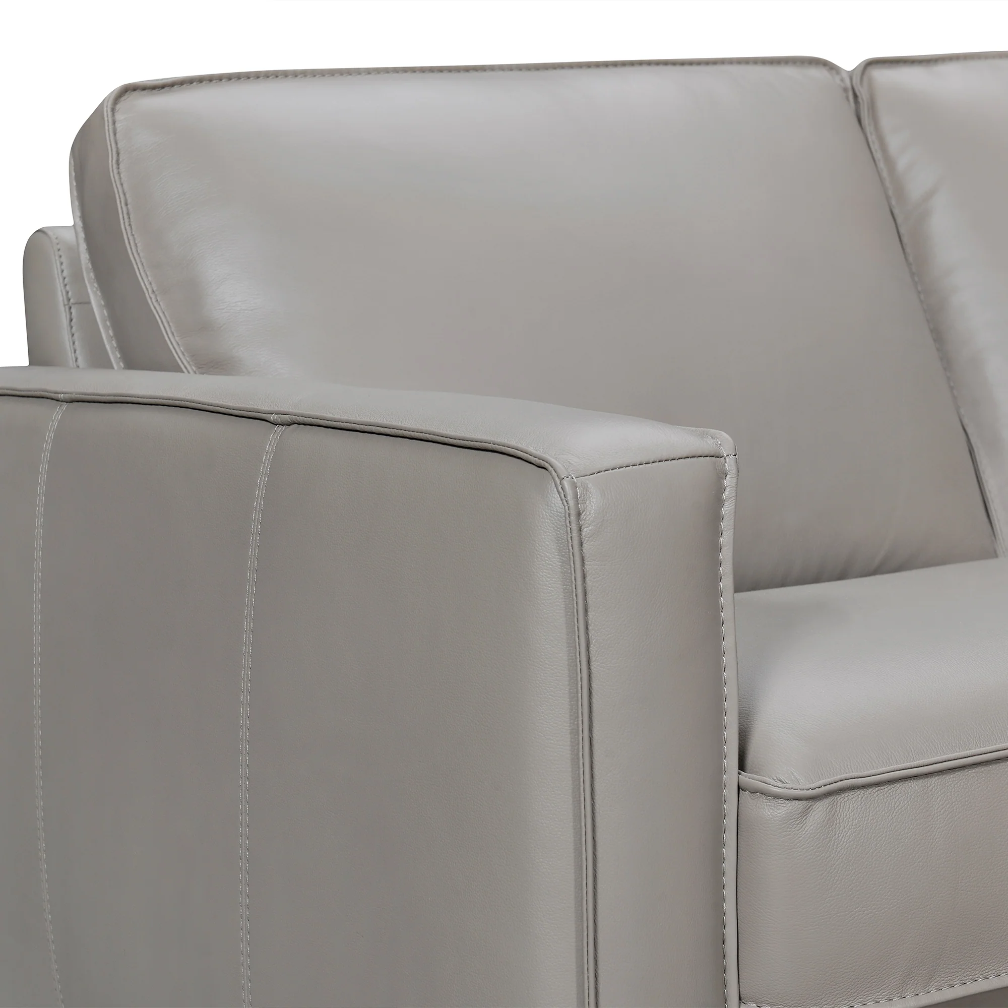 Summit 3 Piece Pewter Leather Sectional Sofa By Armen Living - Image 15