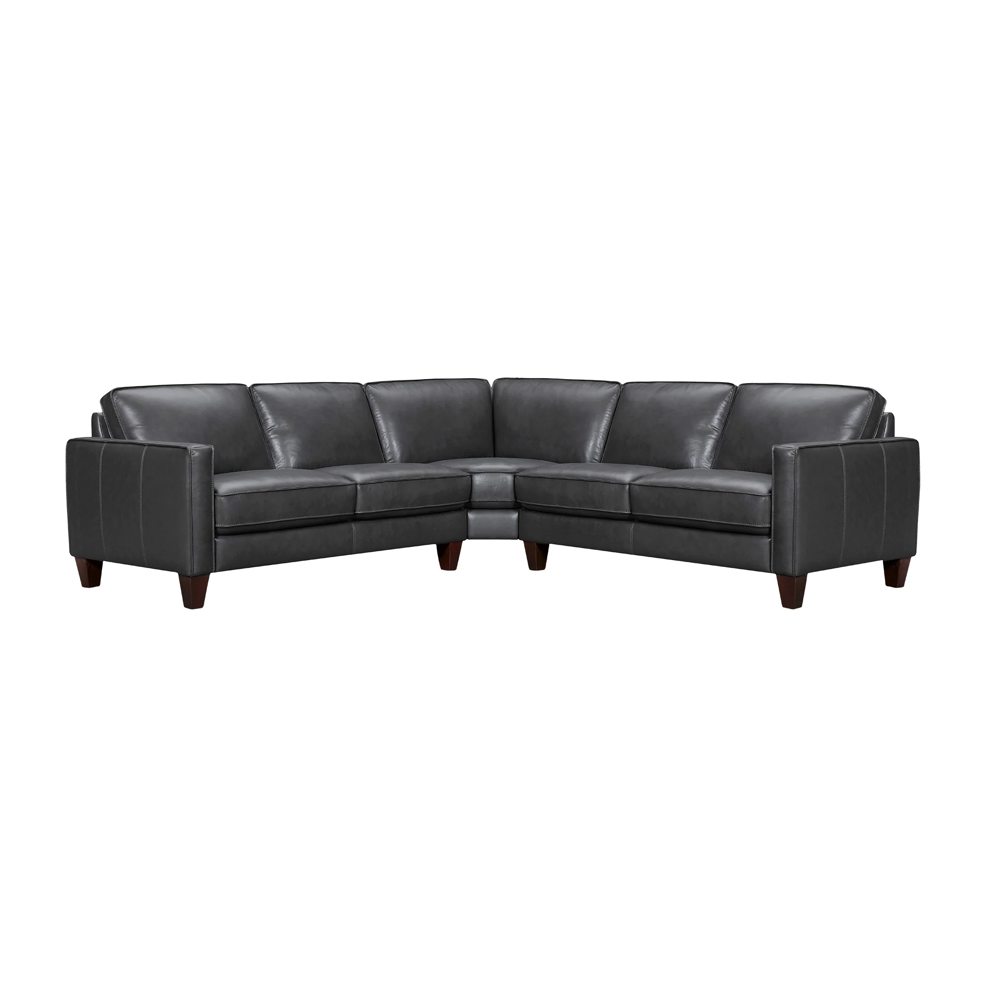 Summit 3 Piece Pewter Leather Sectional Sofa By Armen Living - Image 2
