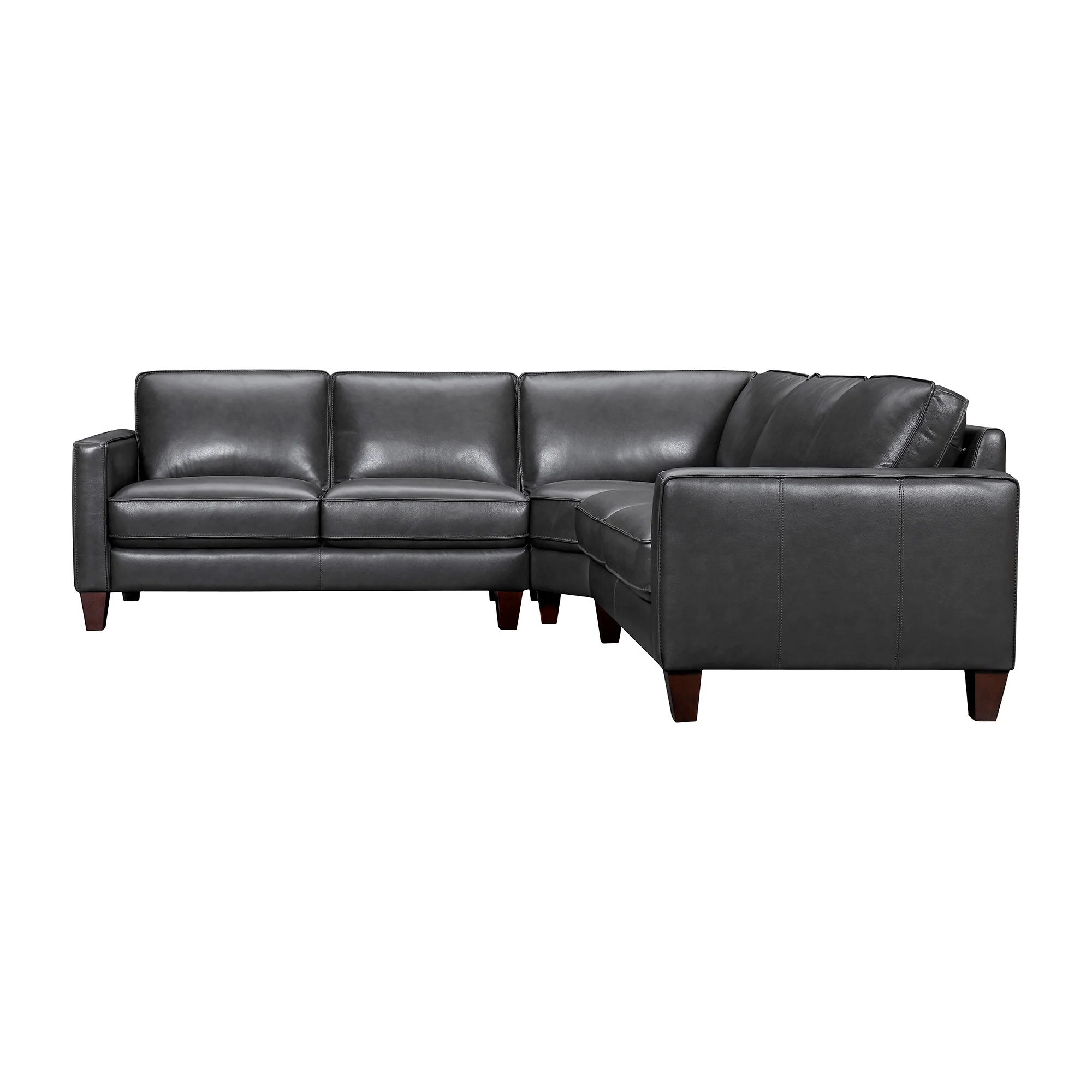 Summit 3 Piece Pewter Leather Sectional Sofa By Armen Living - Image 3