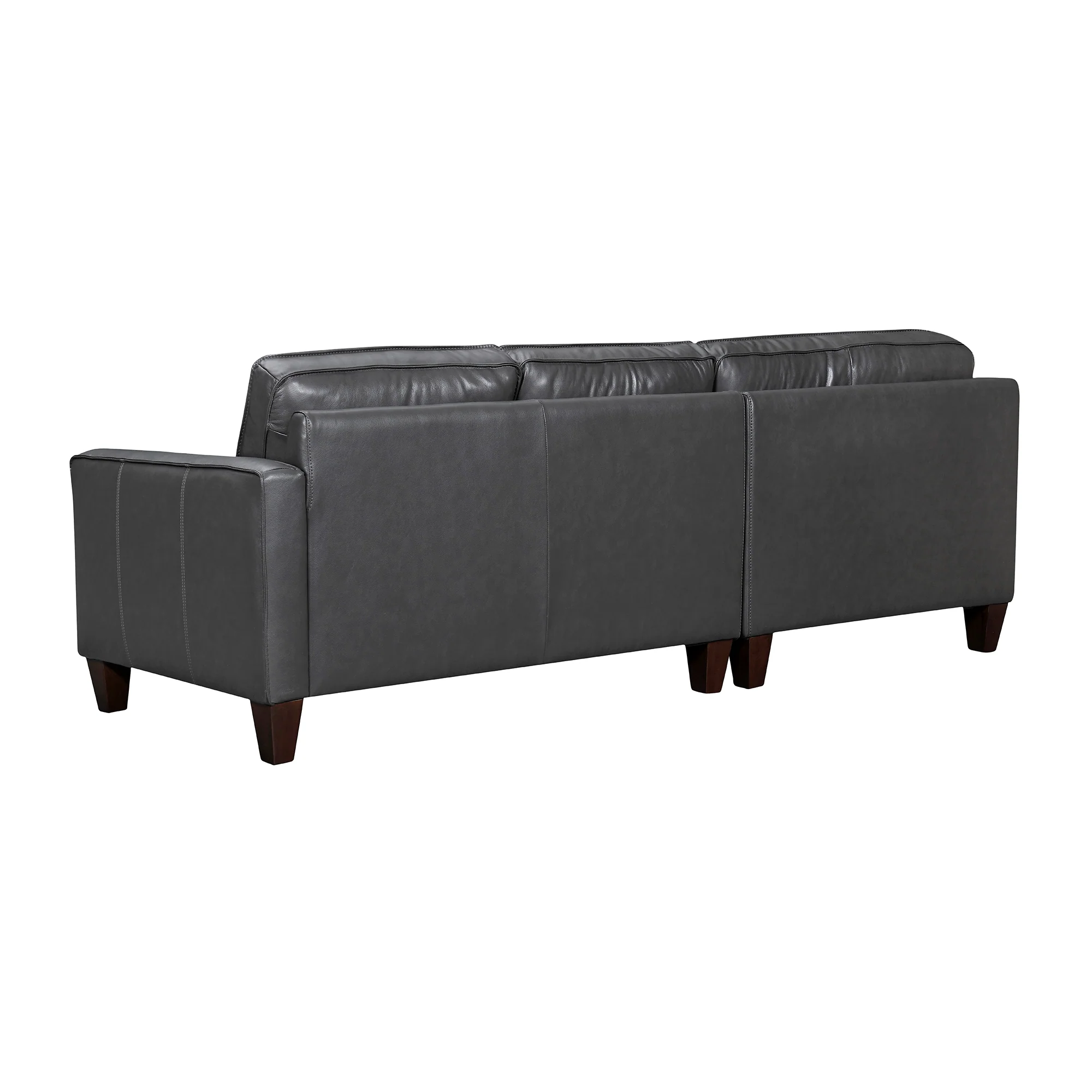 Summit 3 Piece Pewter Leather Sectional Sofa By Armen Living - Image 4