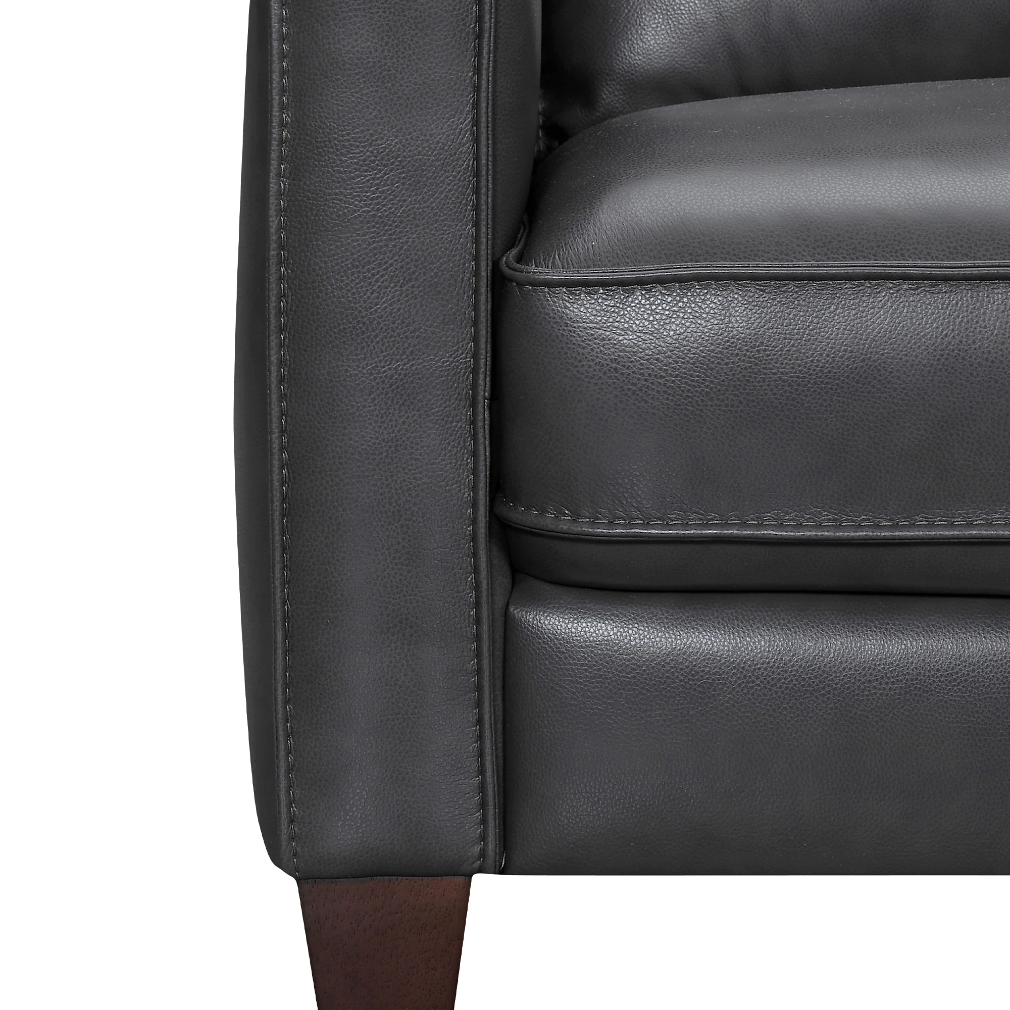Summit 3 Piece Pewter Leather Sectional Sofa By Armen Living - Image 5