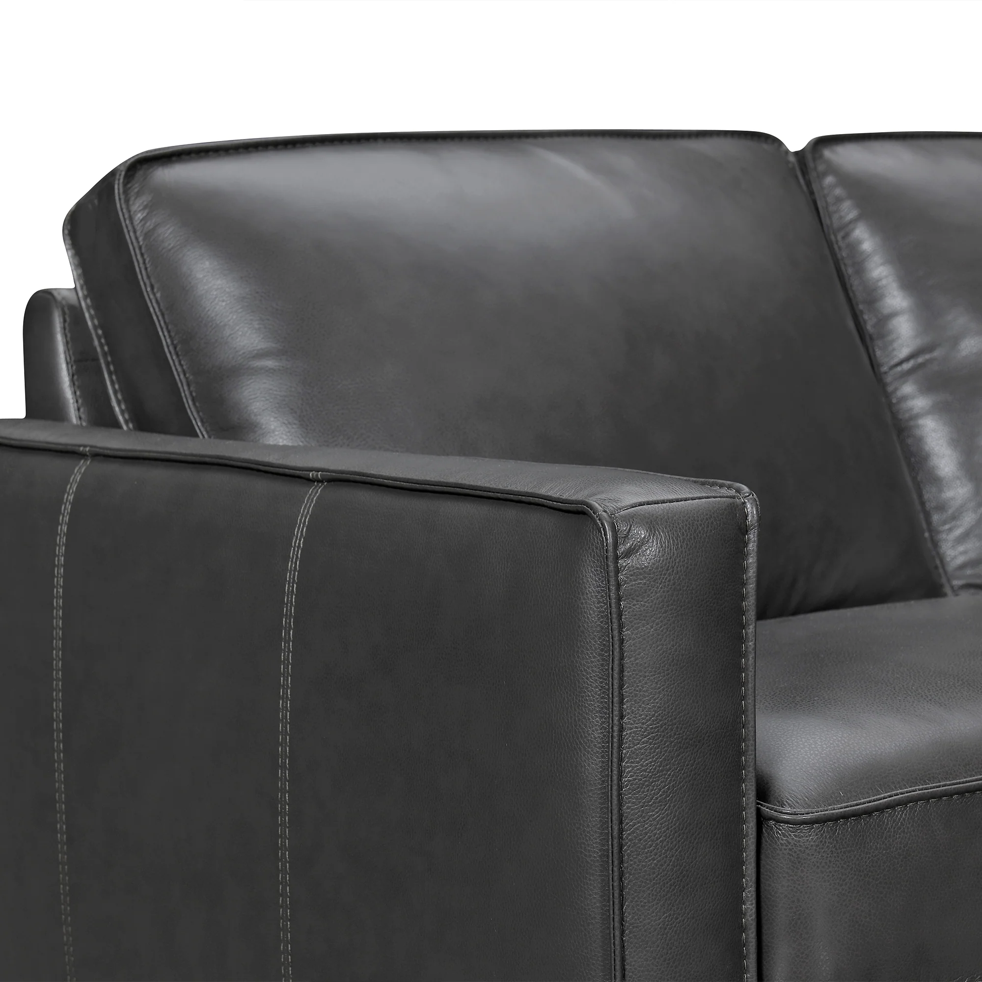 Summit 3 Piece Pewter Leather Sectional Sofa By Armen Living - Image 6