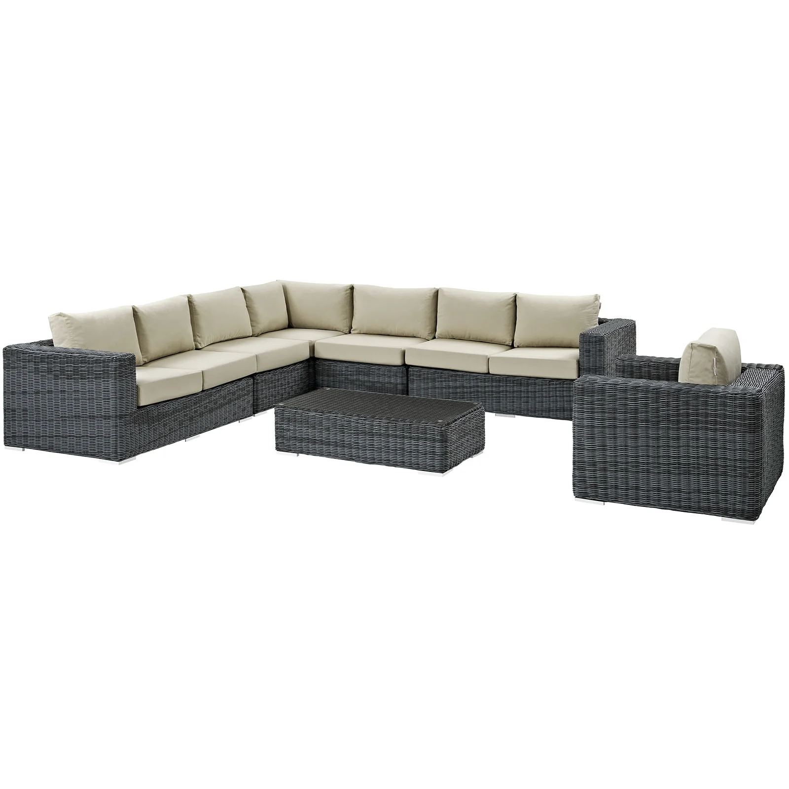 Summon 7 Piece Outdoor Patio Sunbrella® Sectional Set By Modway - EEI-2014 - Image 2