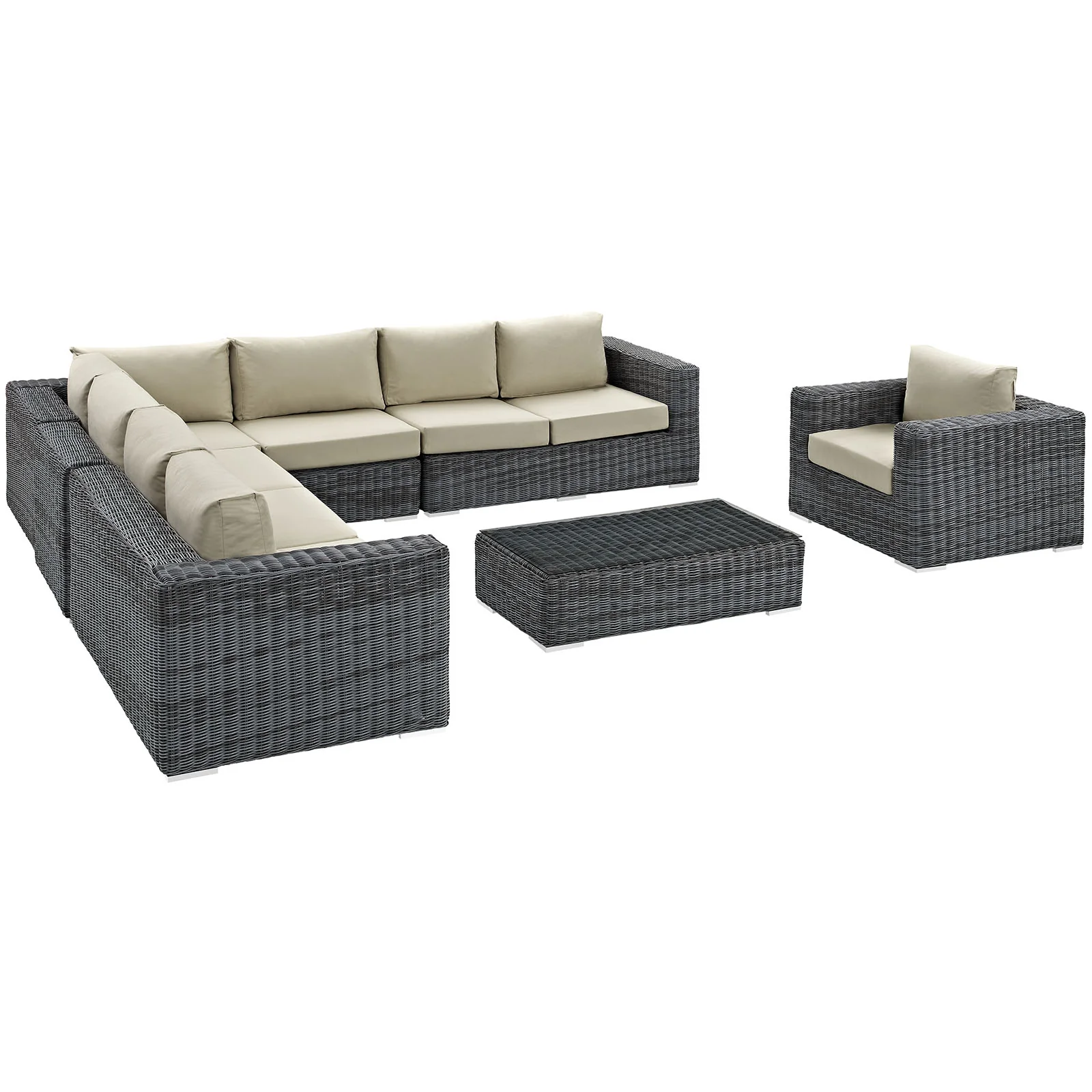 Summon 7 Piece Outdoor Patio Sunbrella® Sectional Set By Modway - EEI-2014 - Image 3