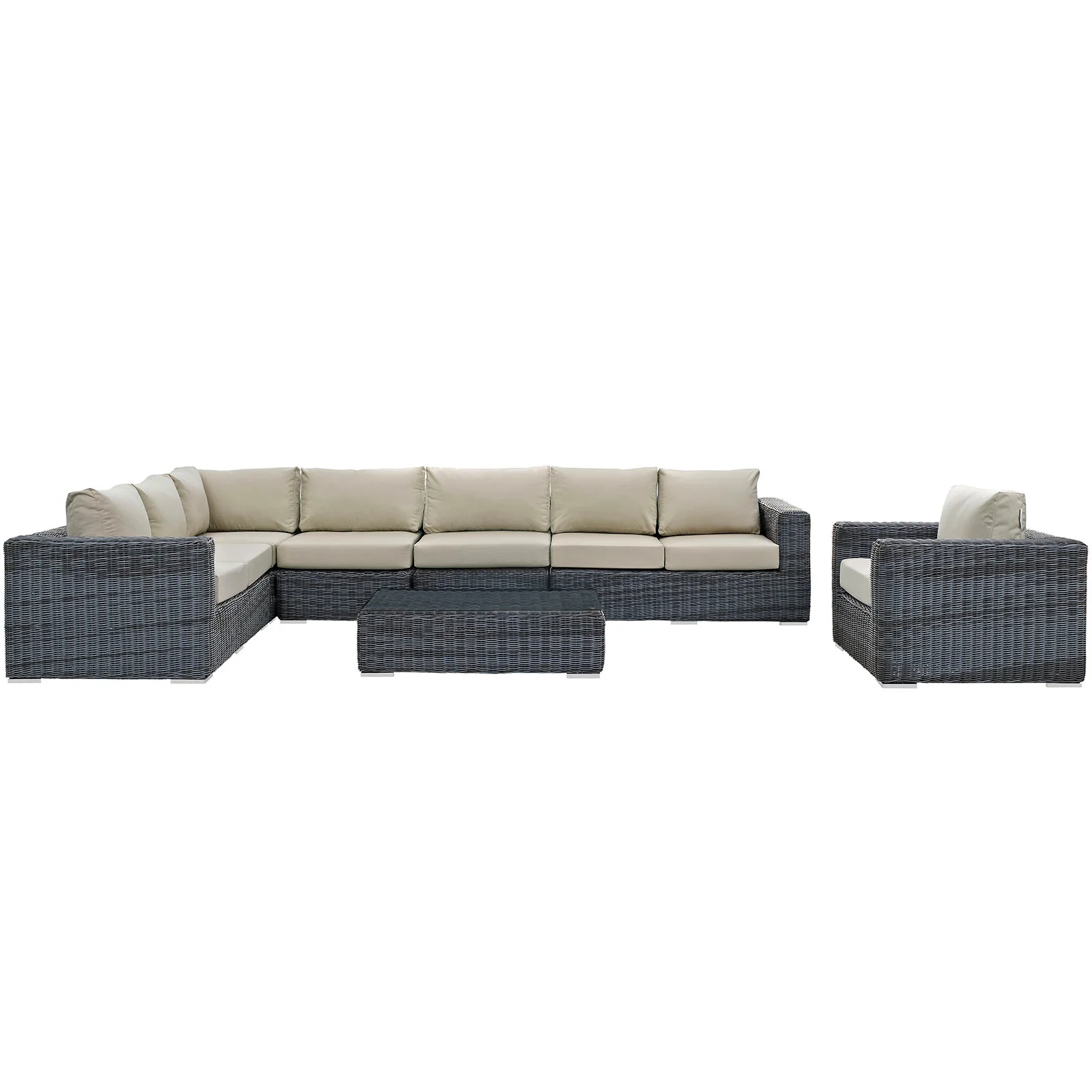 Summon 7 Piece Outdoor Patio Sunbrella® Sectional Set By Modway - EEI-2014 - Image 4