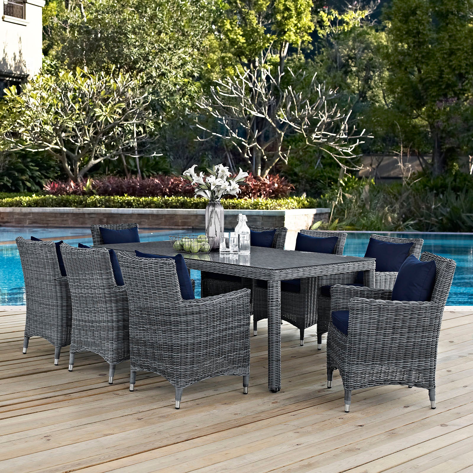 Summon 9 Piece Outdoor Patio Sunbrella® Dining Set By Modway - EEI-2331 - Image 15