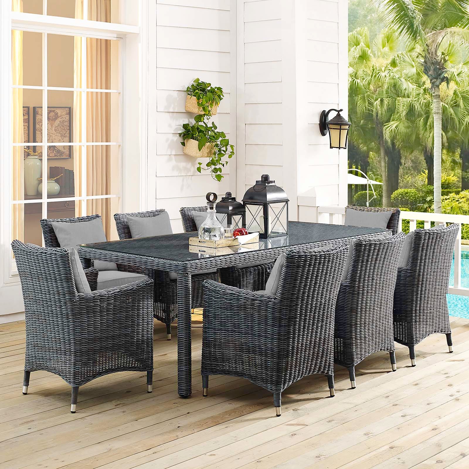 Summon 9 Piece Outdoor Patio Sunbrella® Dining Set By Modway - EEI-2331 - Image 8
