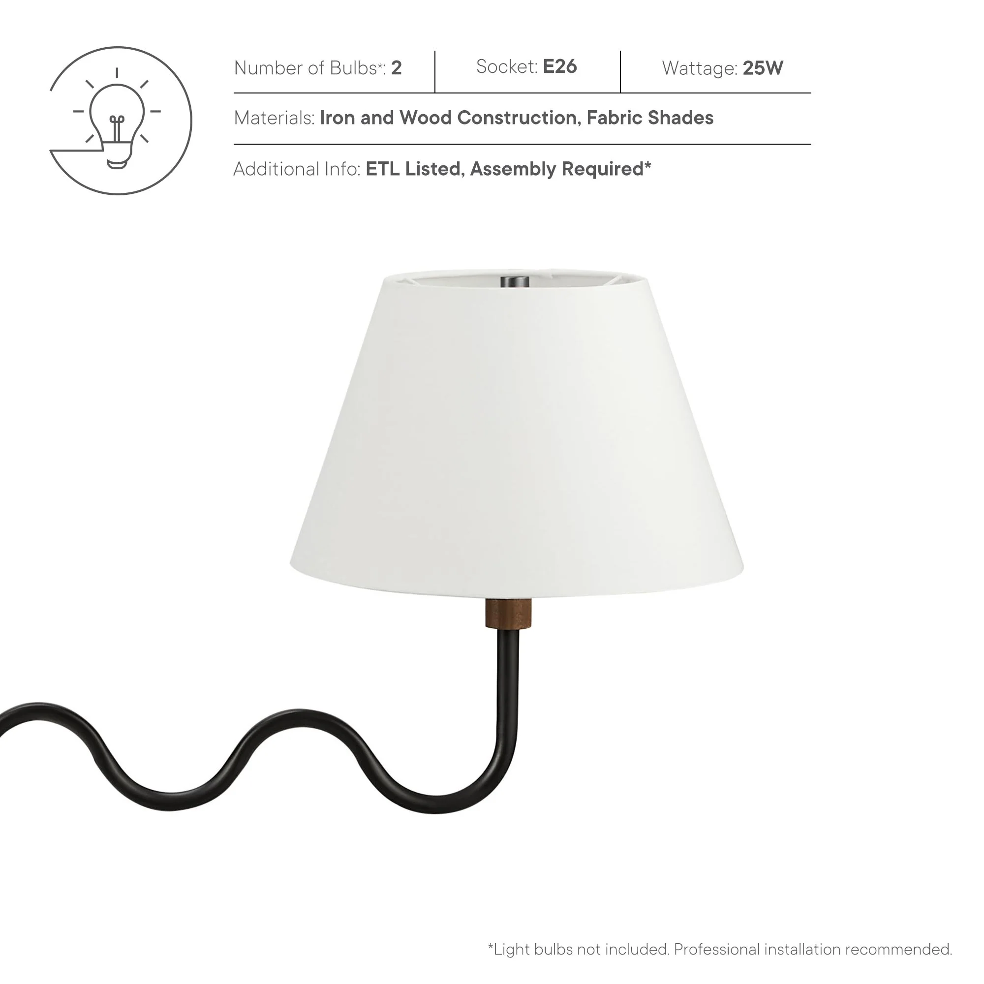 Sunlit Squiggle 2-Arm Pendant Light by Modway - Image 15